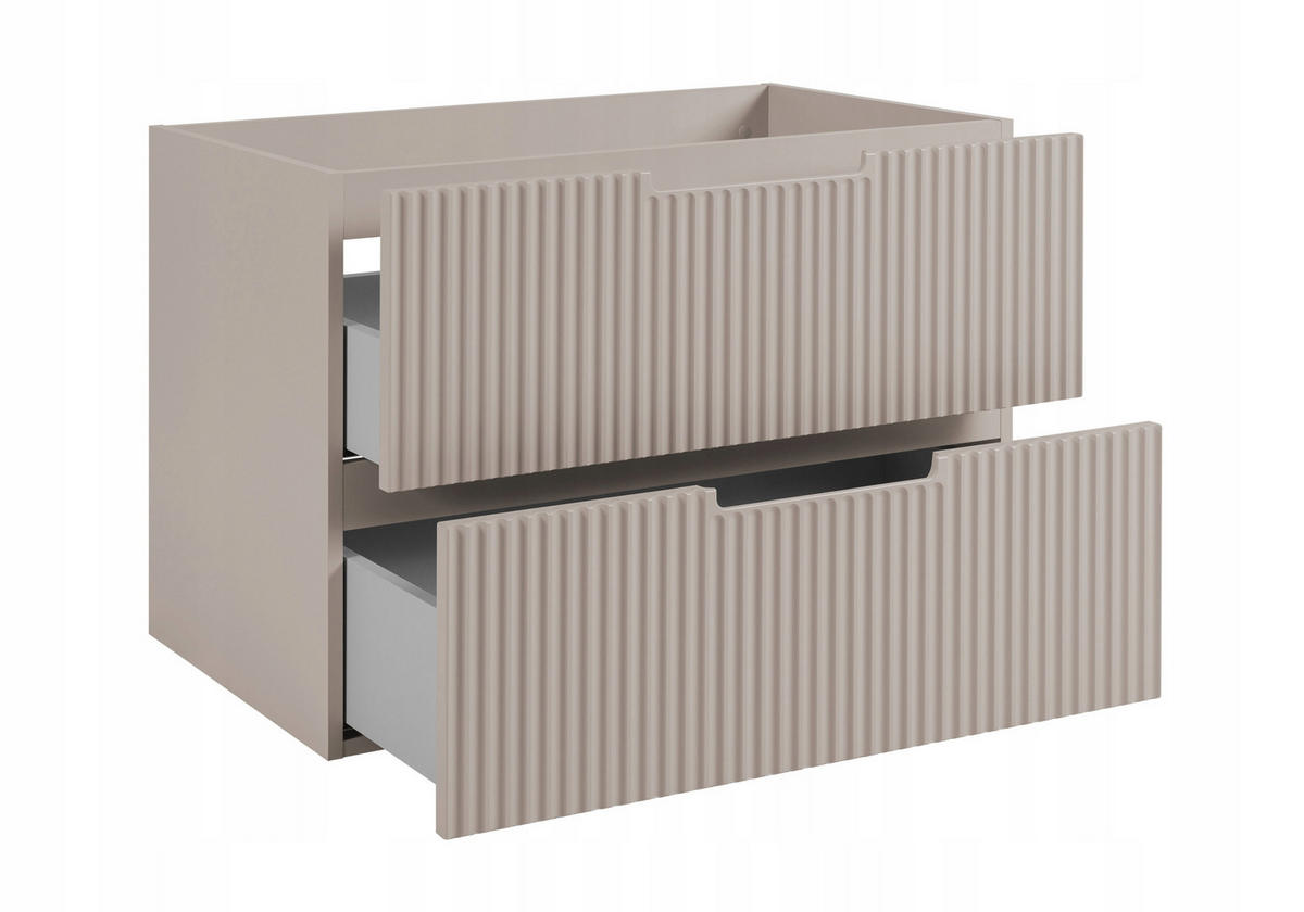 WASCHBECKUNTERSCHRANK VENA 160 cm mit Arbeitsplatte Farbe: Kaschmir geriffelte Vorderseite Kaschmir - Kaschmir, Holzwerkstoff (160/58/46cm) - Rodan