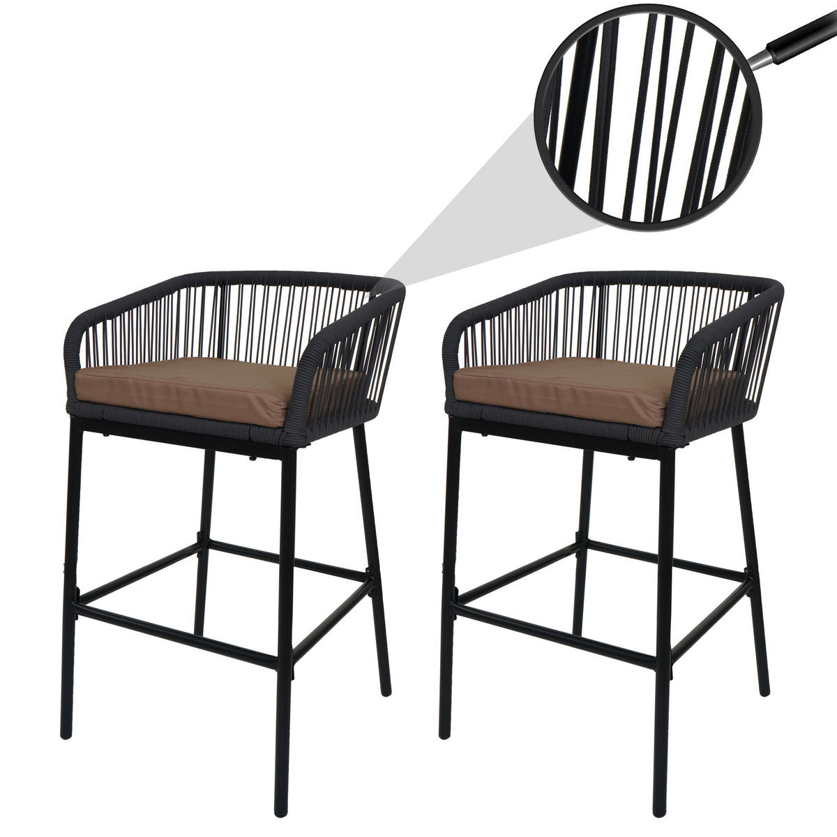 BARSKI STOL Anthracit, Taupe - antracit/sivorjava, kovina (51/92/53cm) - MCW