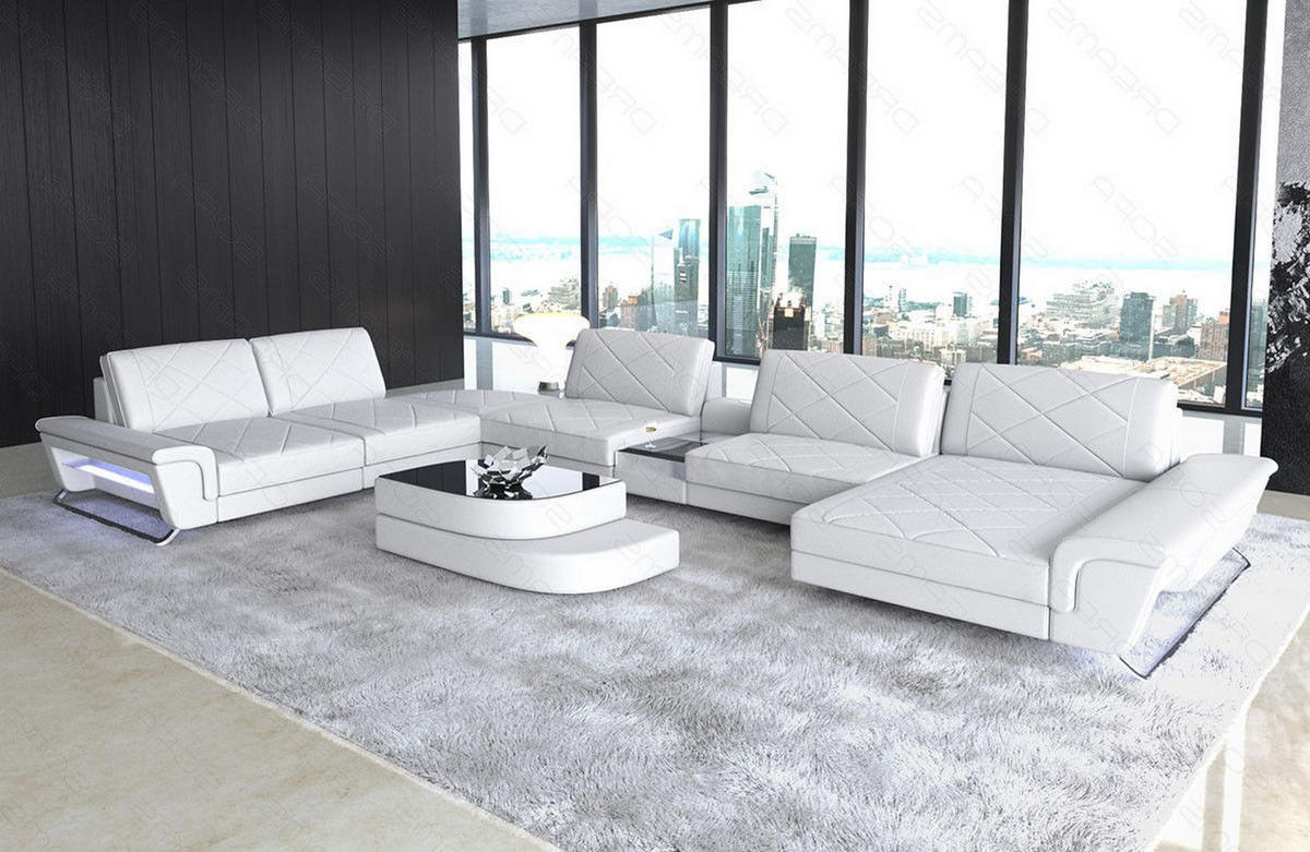 WOHNLANDSCHAFT Bari XXL - Weiß, Leder (456/89/329cm) - Sofa Dreams