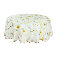 TISCHDECKE rund 180 cm Blumenmuster Goldene Sonnenblume abwaschbar wasserdicht - Multicolor, Kunststoff (180/92/1.5cm)