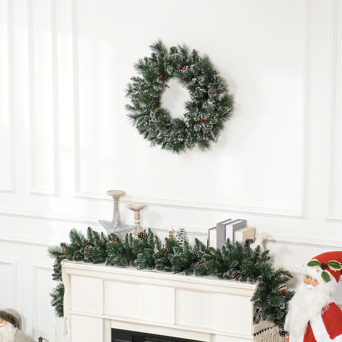 KÜNSTLICHER Weihnachtskranz für die Tür Grün 60.0/60.0/10.0 cm - Grün, Kunststoff (60cm)
