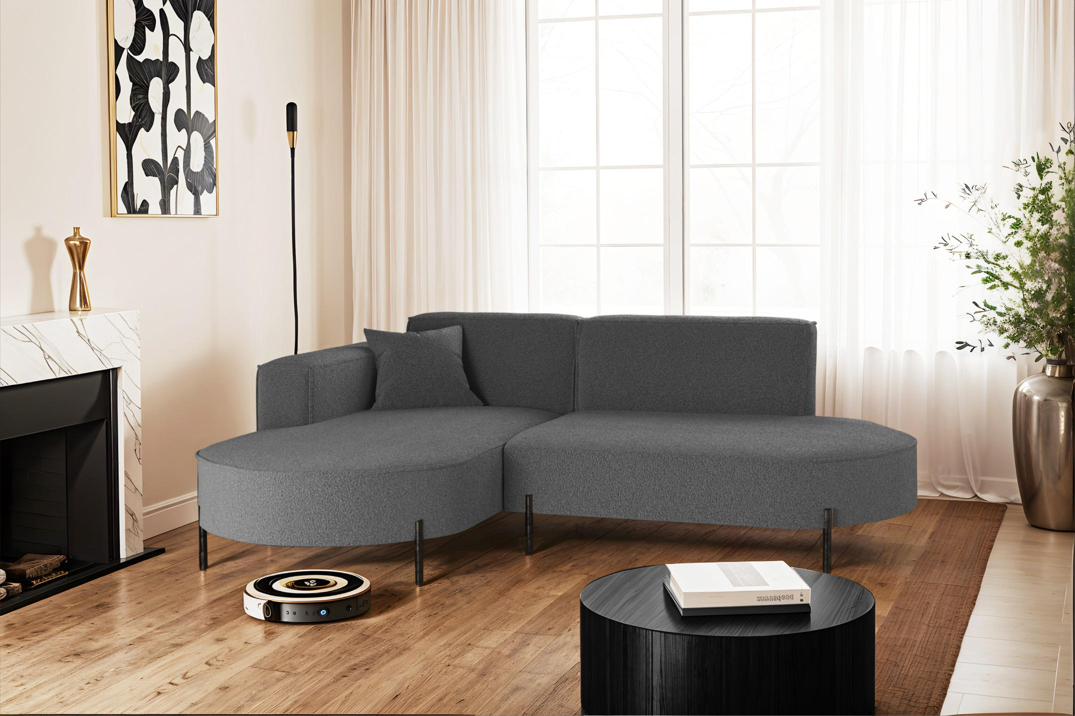 ECKSOFA L-Form Designer Modena Rein Stoff Quelle Graphit Links - Graphitfarben, Holz/Textil (165/236cm) - Kaiser Möbel