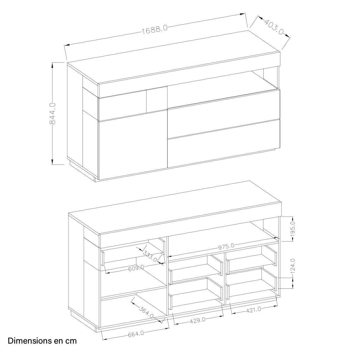 SIDEBOARD Andrea Anthrazitgrau und Holz - Grau, Holzwerkstoff (169/85/40cm) - Petits-meubles