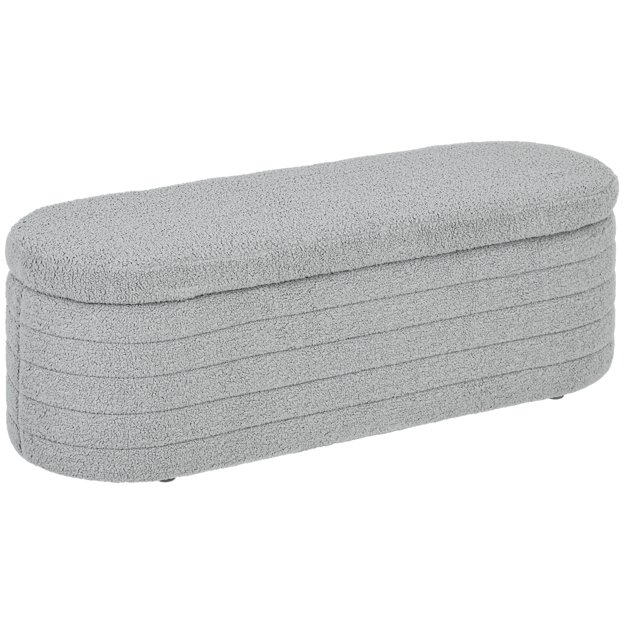 SITZBANK Polsterbank mit Stauraum, Teddy-Vlies-Optik, Bettbank mit Holzbeine - Hellgrau, Kunststoff (41/40.5/116cm) - HOMCOM