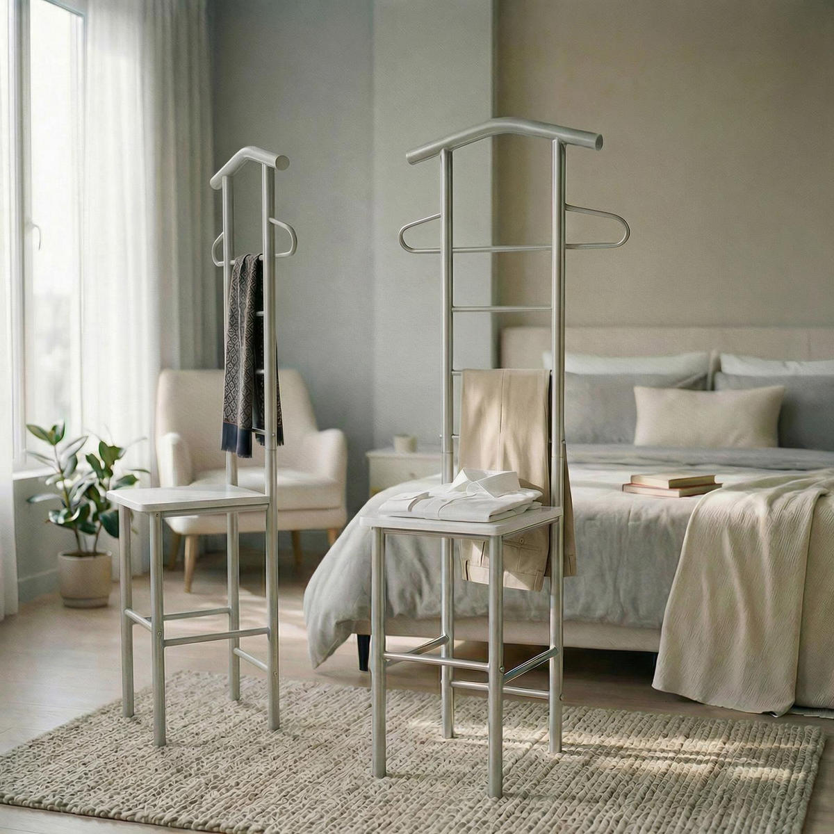 HERRENDIENER JIVO 2er-Set weiß - Weiß, Metall (53/121/47cm) - CARO-Möbel