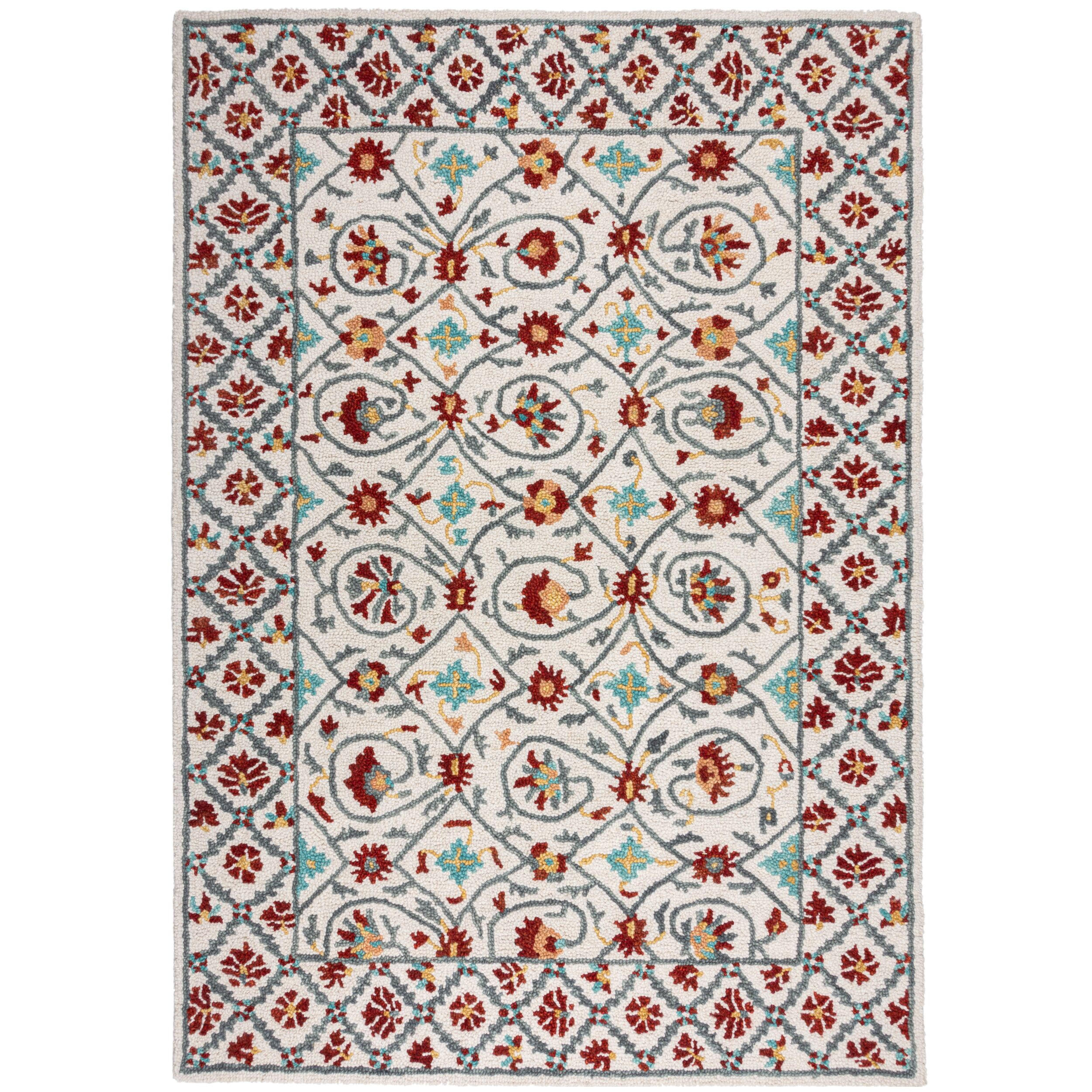 WOLLTEPPICH Orientmuster Floral Suzani, Wohnzimmer Rot-Blau Rechteckig 200x290 - Rot, Textil (200/290cm) - KADIMA DESIGN