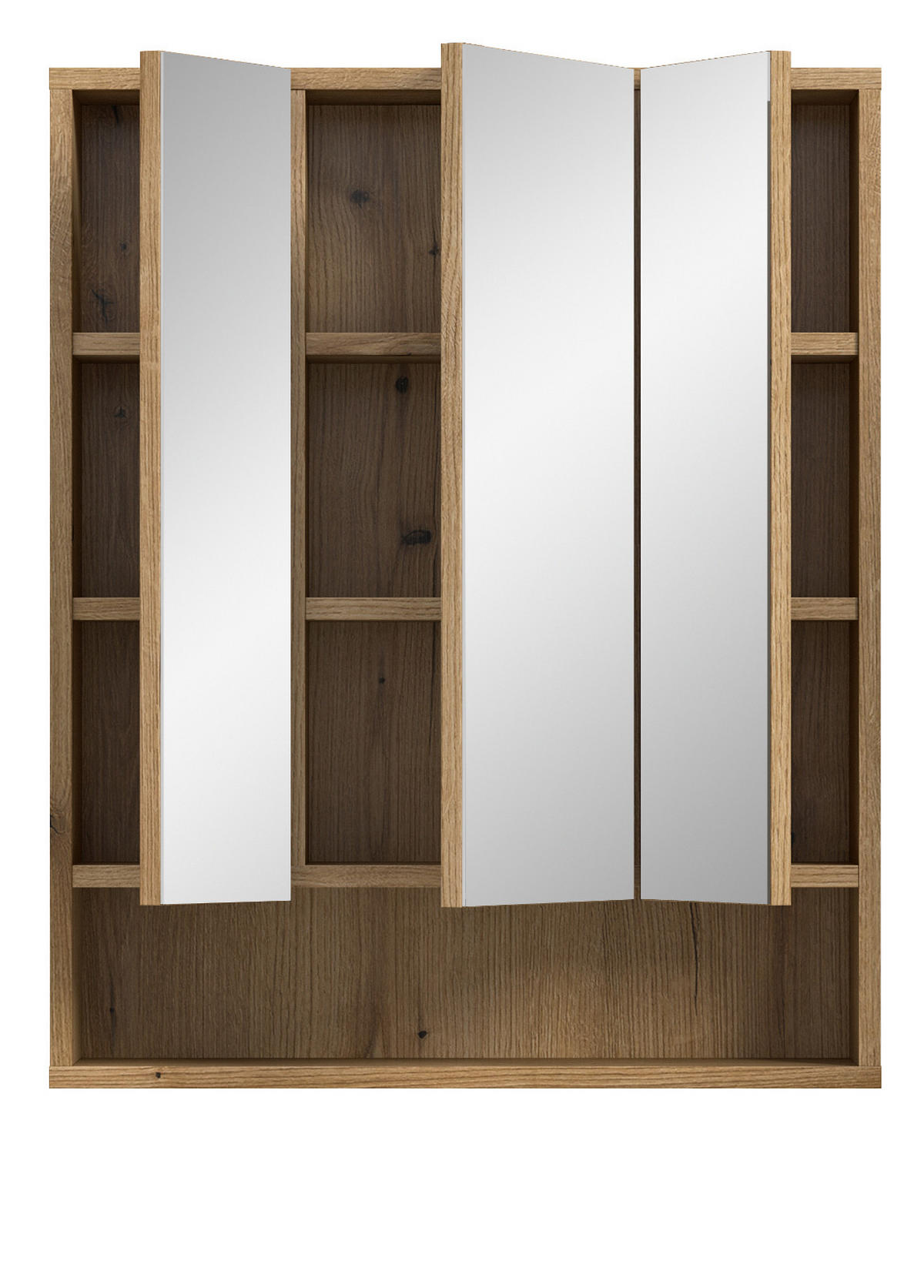 SPIEGELSCHRANK Eiche Evoke 60 x 74 cm, Badezimmer Schrank 3-türig - Eichefarben, Glas/Holzwerkstoff (60/74/18cm) - Inn.Furn