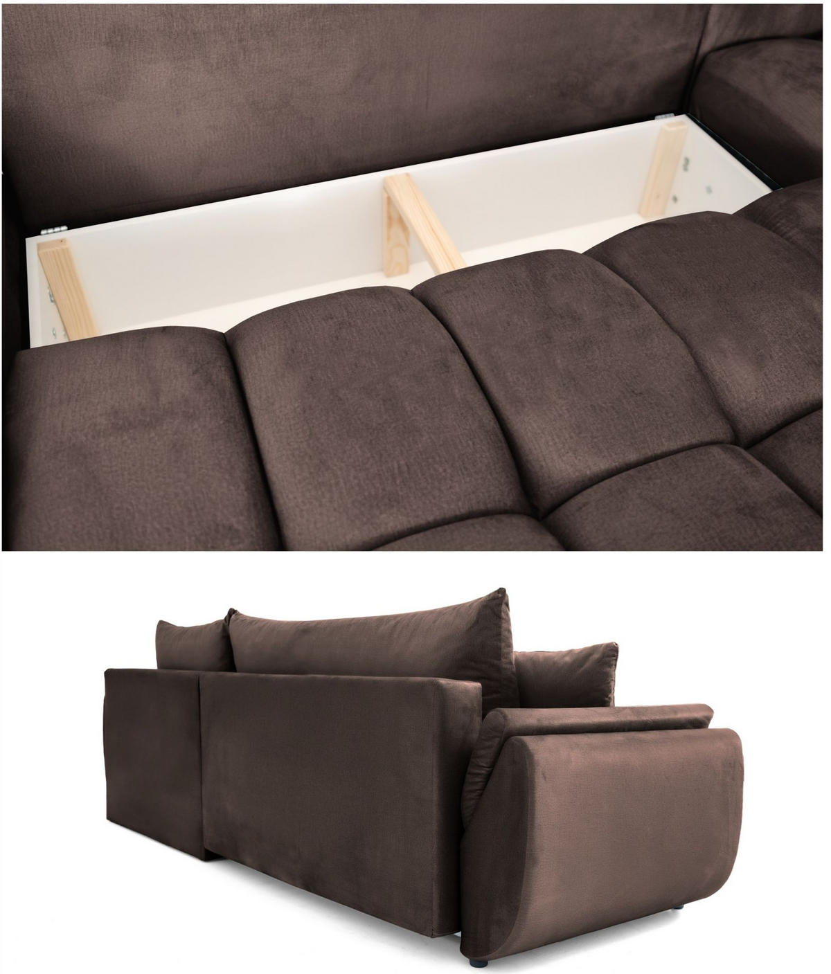 ECKSOFA Collin Mit Schlaffunktion - Braun, Holzwerkstoff/Textil (185/280cm) - Fun Möbel