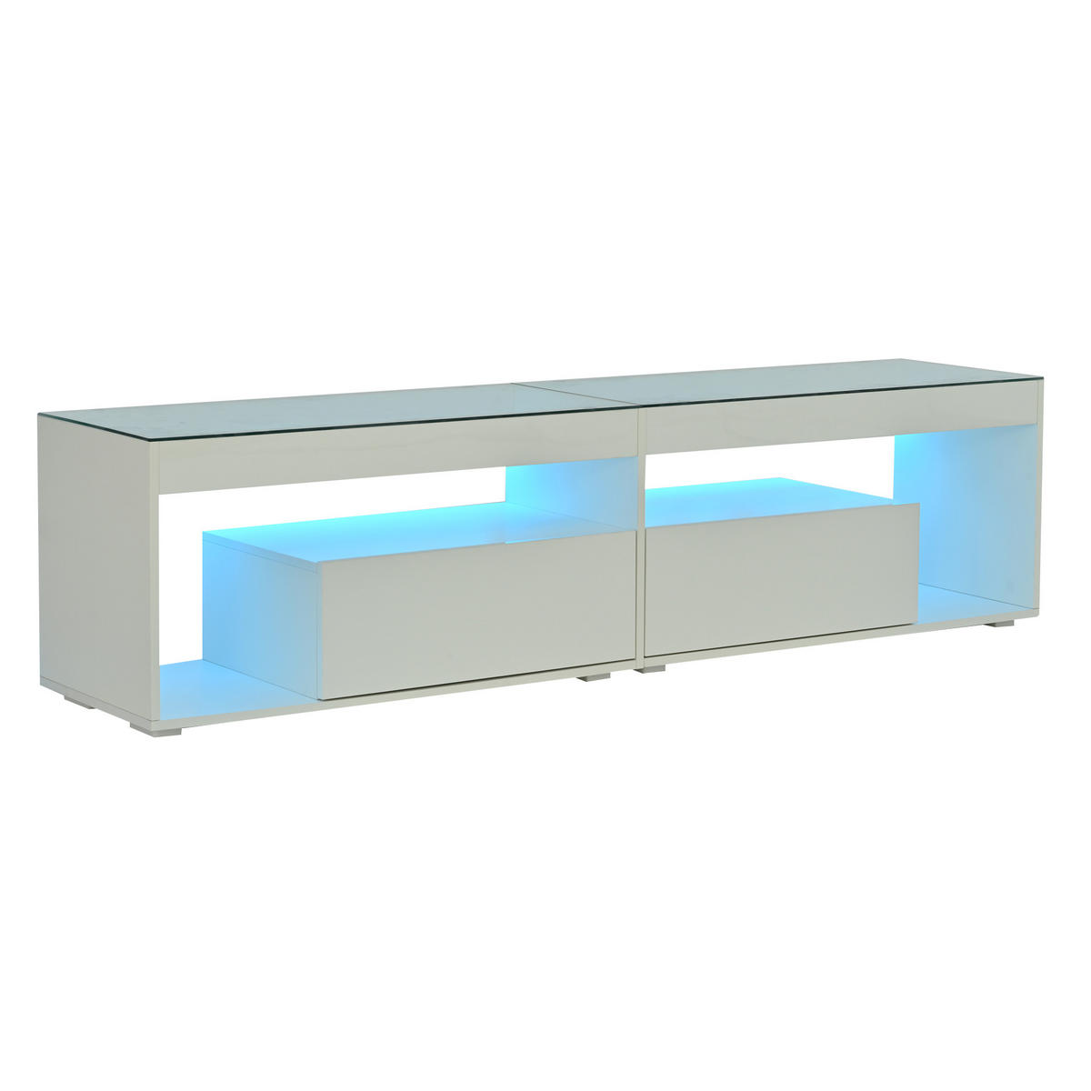 TV-ELEMENT180X40X46CM LED-Beleuchtung Weiß Hochglanz für 70-Zoll-Fernseher - Weiß, Holz (49.53/19.69/73.03cm) - Raelunyi
