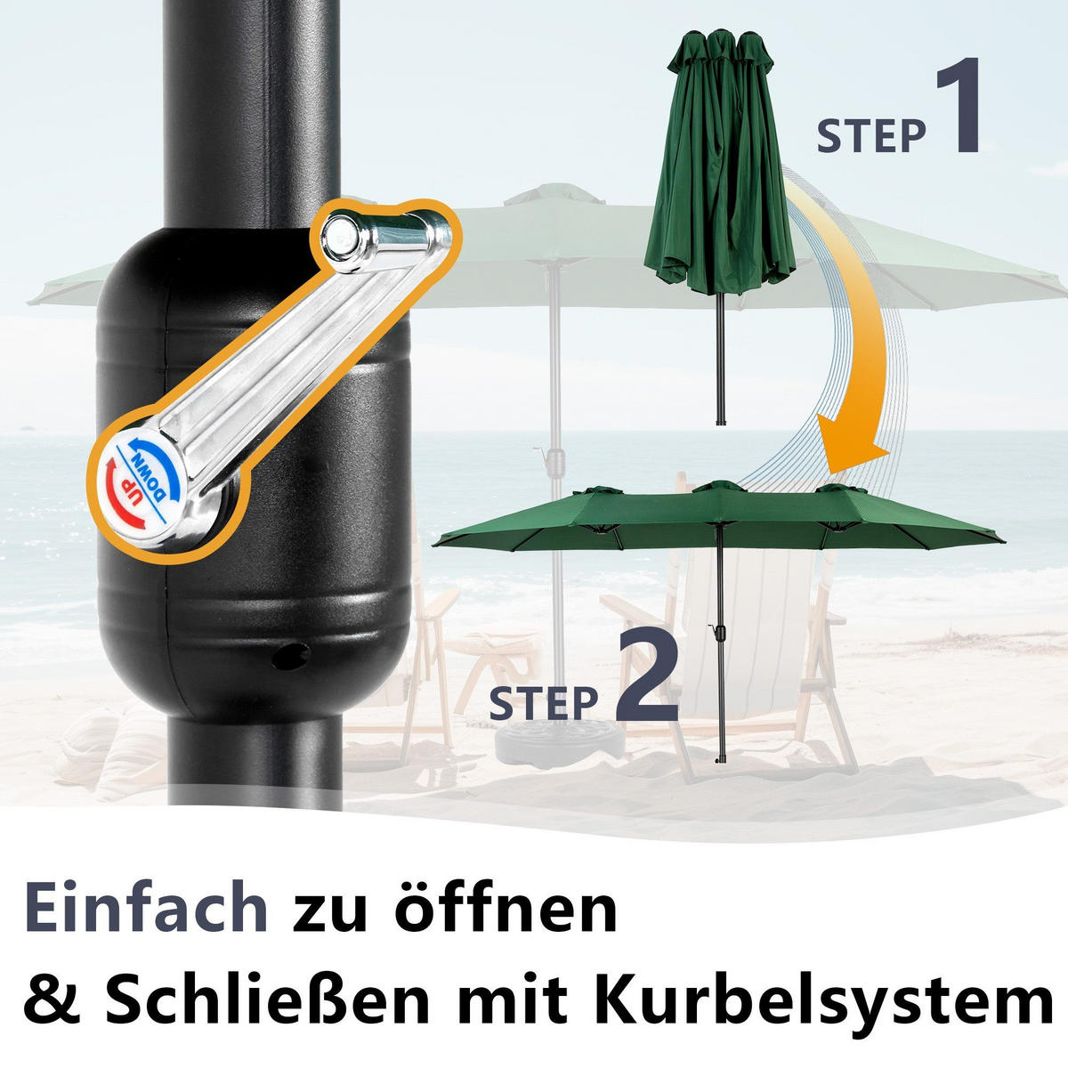 SONNENSCHIRM 453x267cm,Aluminium,Sonnenschutz,Dunkelgrün - Dunkelgrün, Metall (453/267cm) - LVHOM