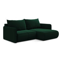 ECKSOFA mit Schlaffunktion Samt Stoff Grün - Dunkelgrün/Schwarz, Kunststoff/Textil (207/148cm) - Makamii