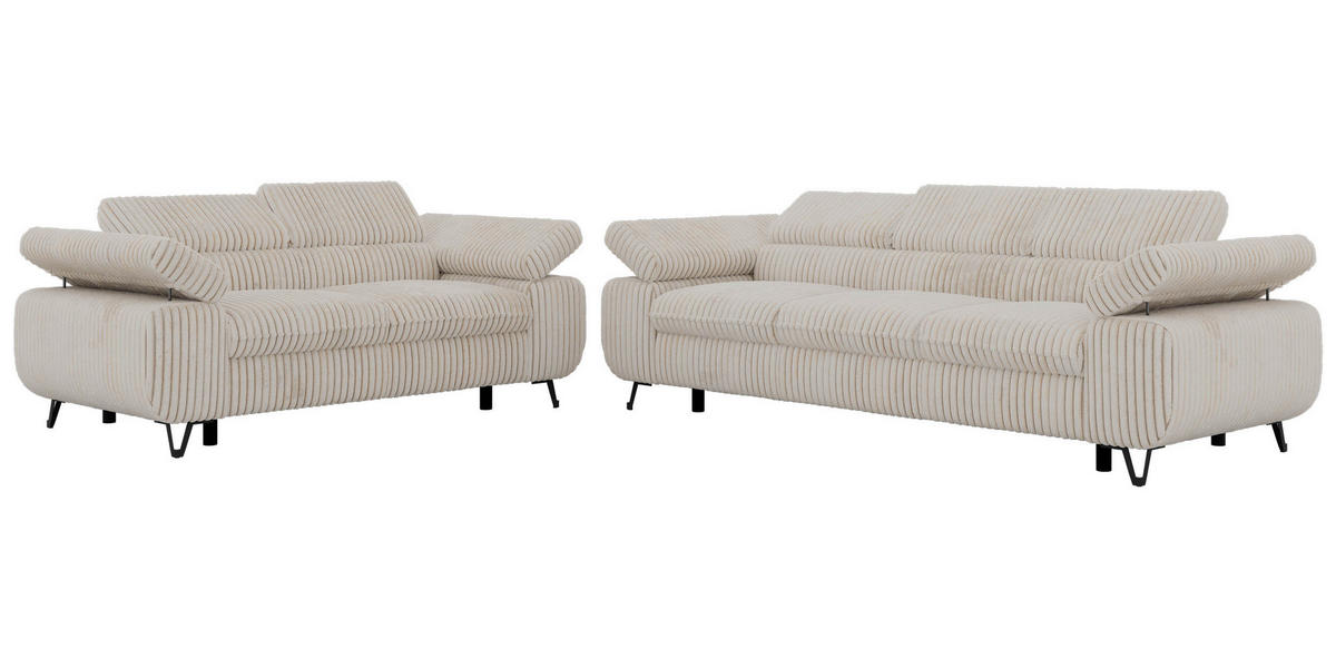 SEDACÍ SOUPRAVA PETER 2+3 - Béžová Manšestr - černá/krémová, kov/textil (262/76/99cm) - MKS
