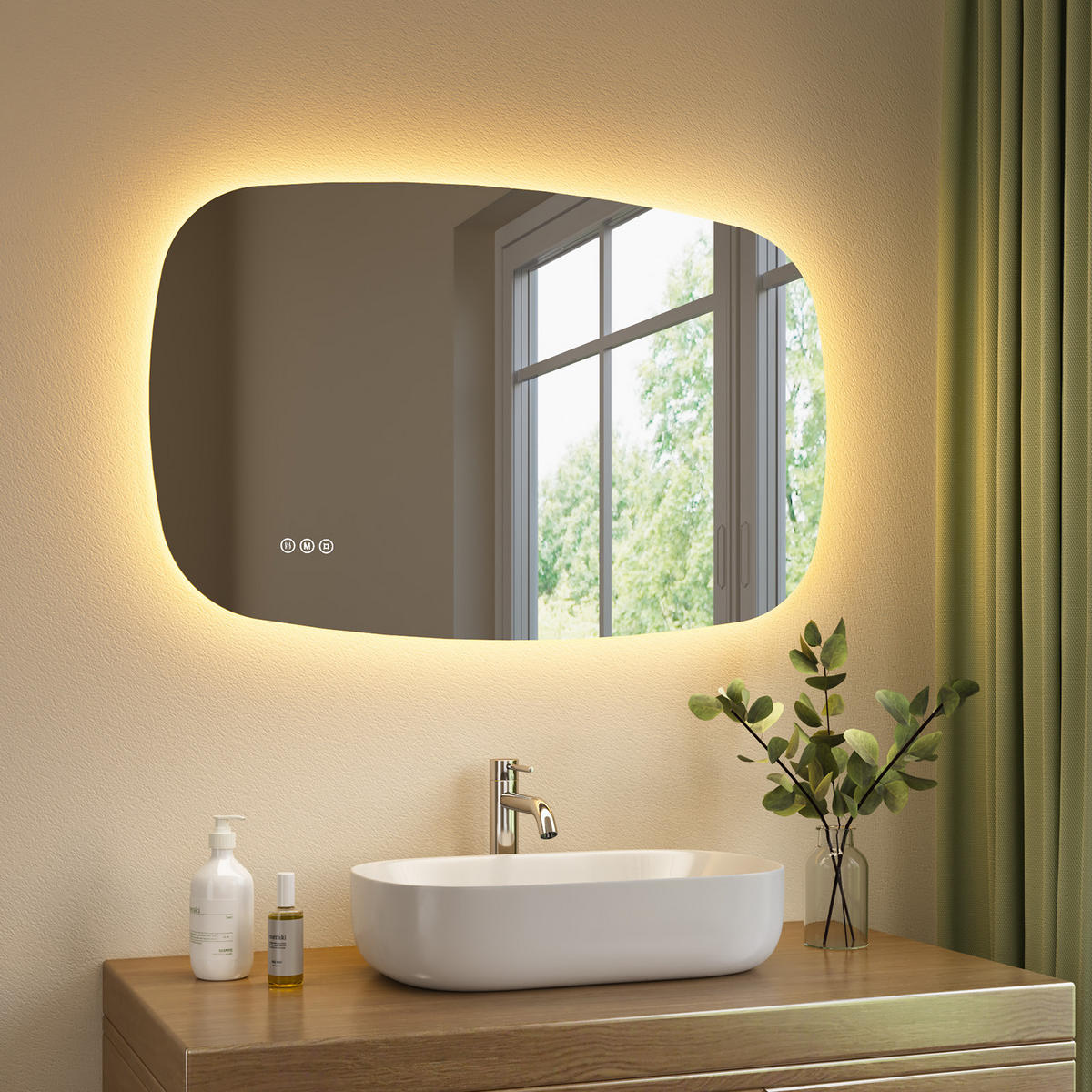 BADSPIEGEL MIT BELEUCHTUNG 60/90 cm Oval mit dimmbarer LED-Beleuchtung und Antibeschlag - Transparent, Glas (90/60/2.5cm) - S'AFIELINA