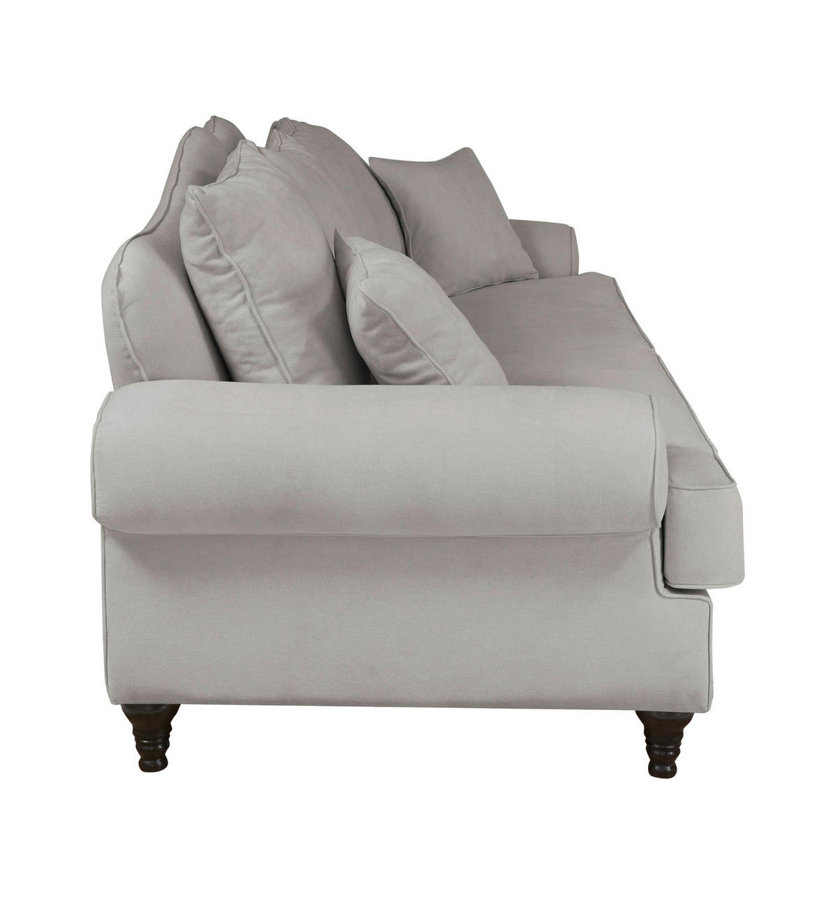 SOFA hellgrau Landhaus, Couch 3,5-Sitzer 230 cm - Hellgrau, Holz/Textil (230/95/100cm) - Furn.Design