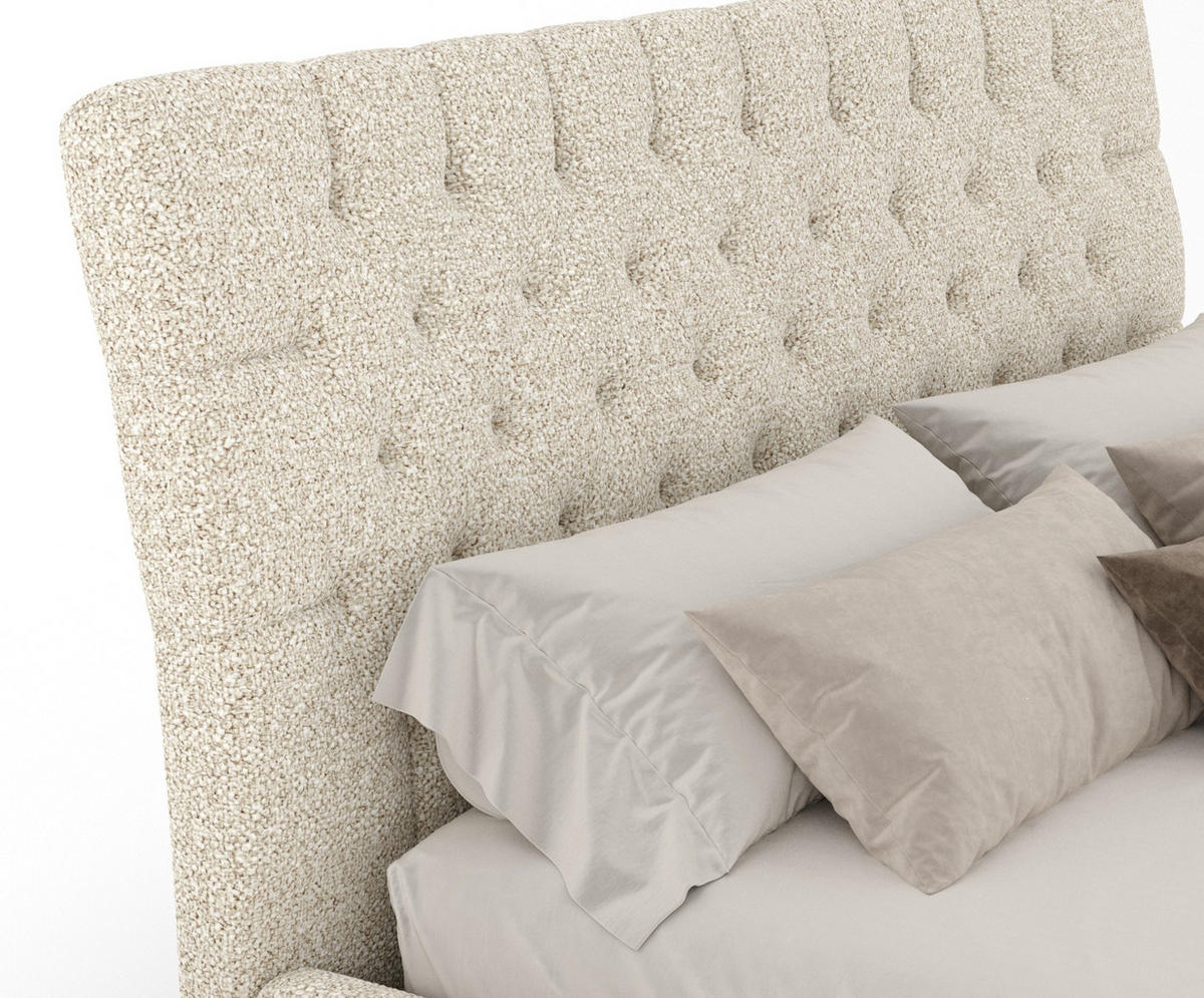 POLSTERBETT Vezzola Beige 160/200 cm im Plüsch-Stoff - Beige/Naturfarben, Holz/Holzwerkstoff (160/200cm) - Maison de Reve
