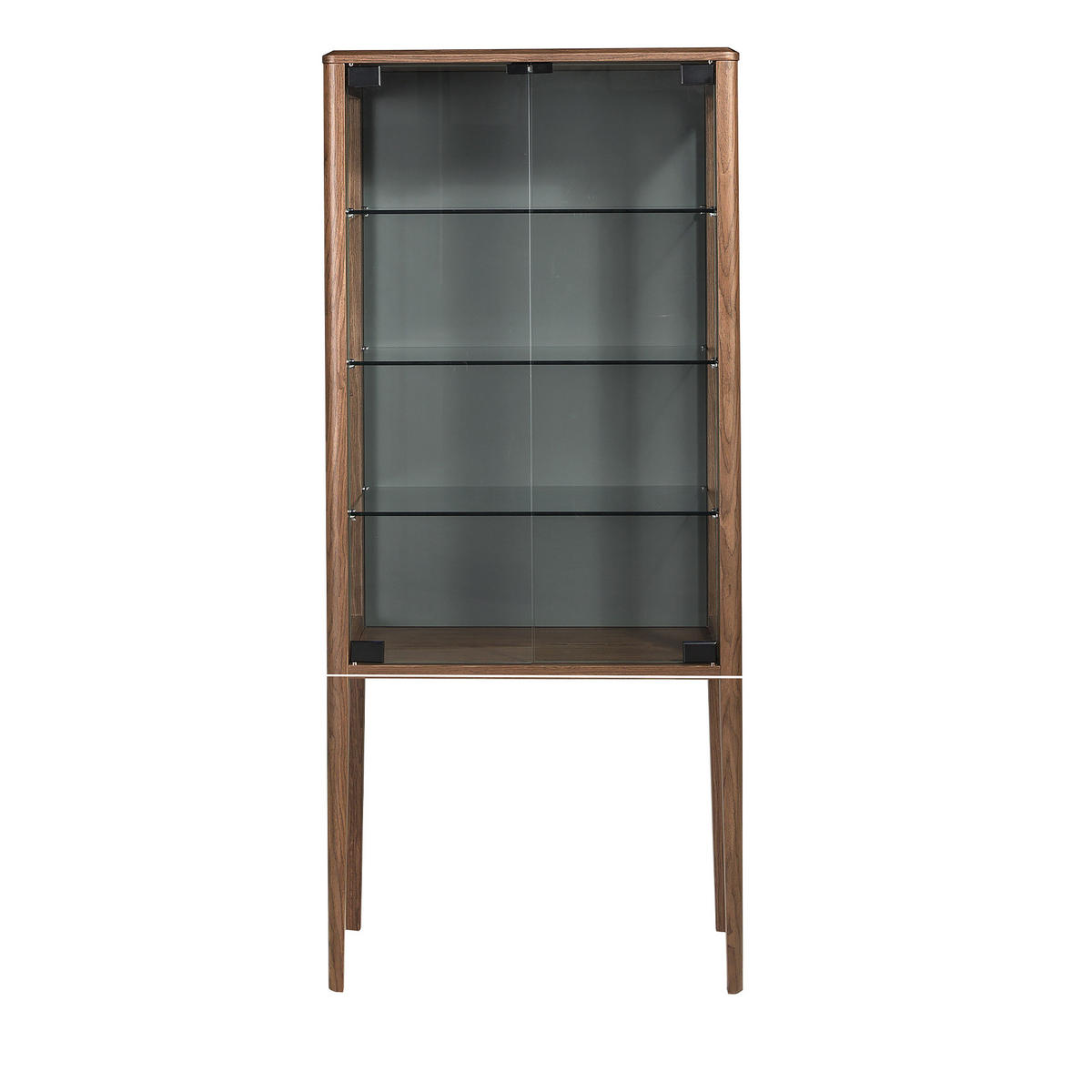 HIGHBOARD aus gehärtetem Glas und Nussbaum mit Innenbeleuchtung 80/40/180 cm - Dunkelgrün/Transparent, Glas/Holzwerkstoff (80/180/40cm) - ANGEL CERDA