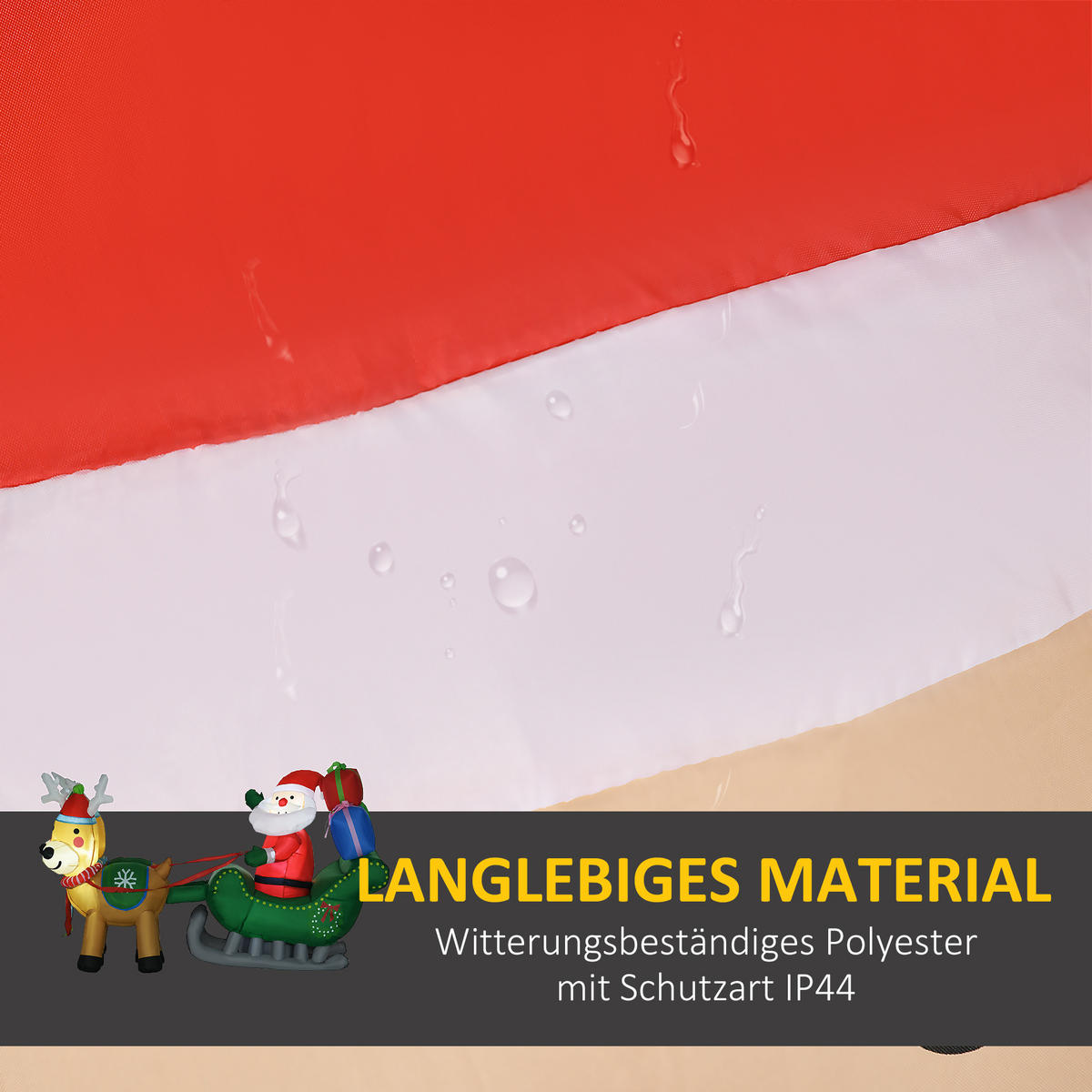 AUFBLASBARER Weihnachtsmann mit Rentieren, LED-Licht, 210cm Weihnachtsdeko - Multicolor, Kunststoff (70/125/210cm) - HOMCOM