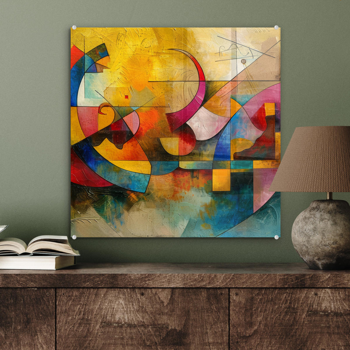 ACRYLGLASBILD Kunst - Abstrakt - Modern 50x50 cm - Gelb, Glas (50/50cm) - MuchoWow