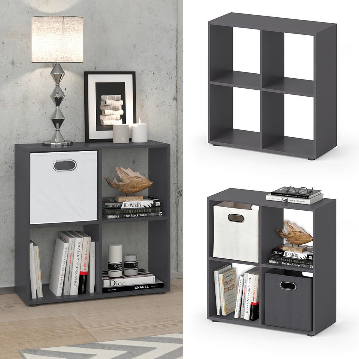 RAUMTEILER Tetra Grau 72.6 x 72 cm - Grau, Holzwerkstoff (72.6/72/29cm) - Vicco