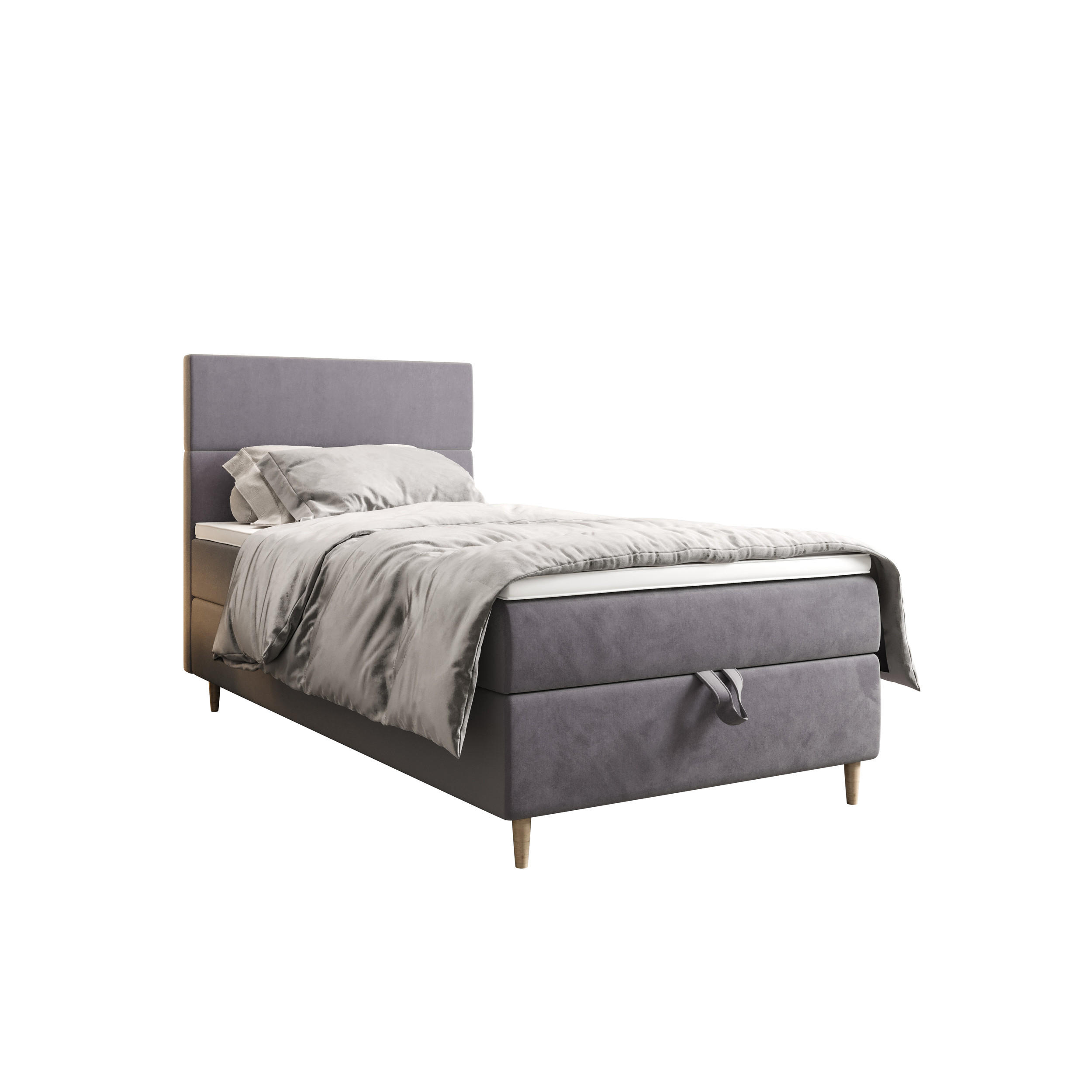 BOXBETT FLO 120x200 Itaka 50, mit Matratze H3 und Topper, Hellgrau - Hellgrau, Holz/Textil (120/200cm) - Bedante