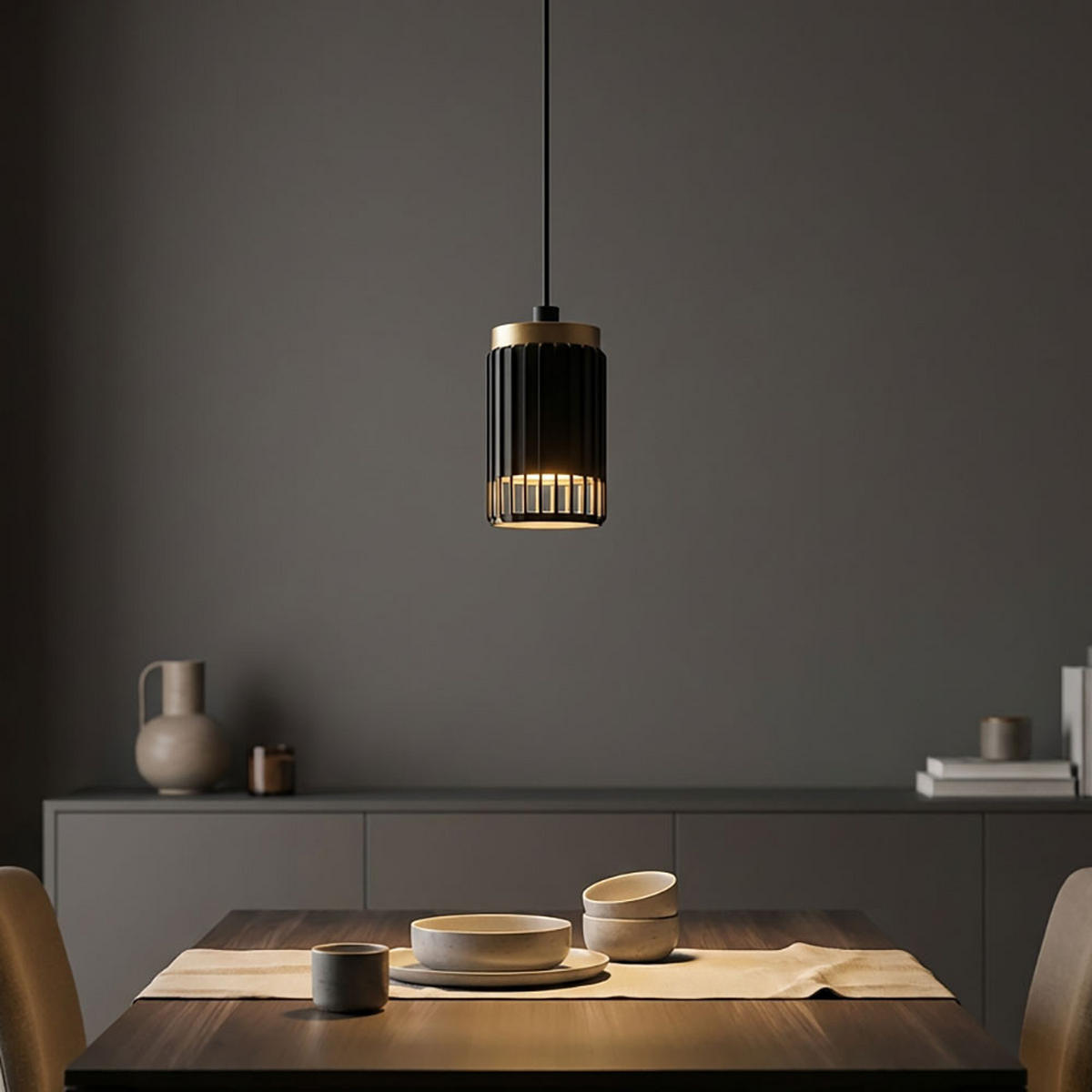 HÄNGELEUCHTE KORBEN Metall Schwarz Gold - Schwarz, Metall (6/6/120cm) - Globo Lighting