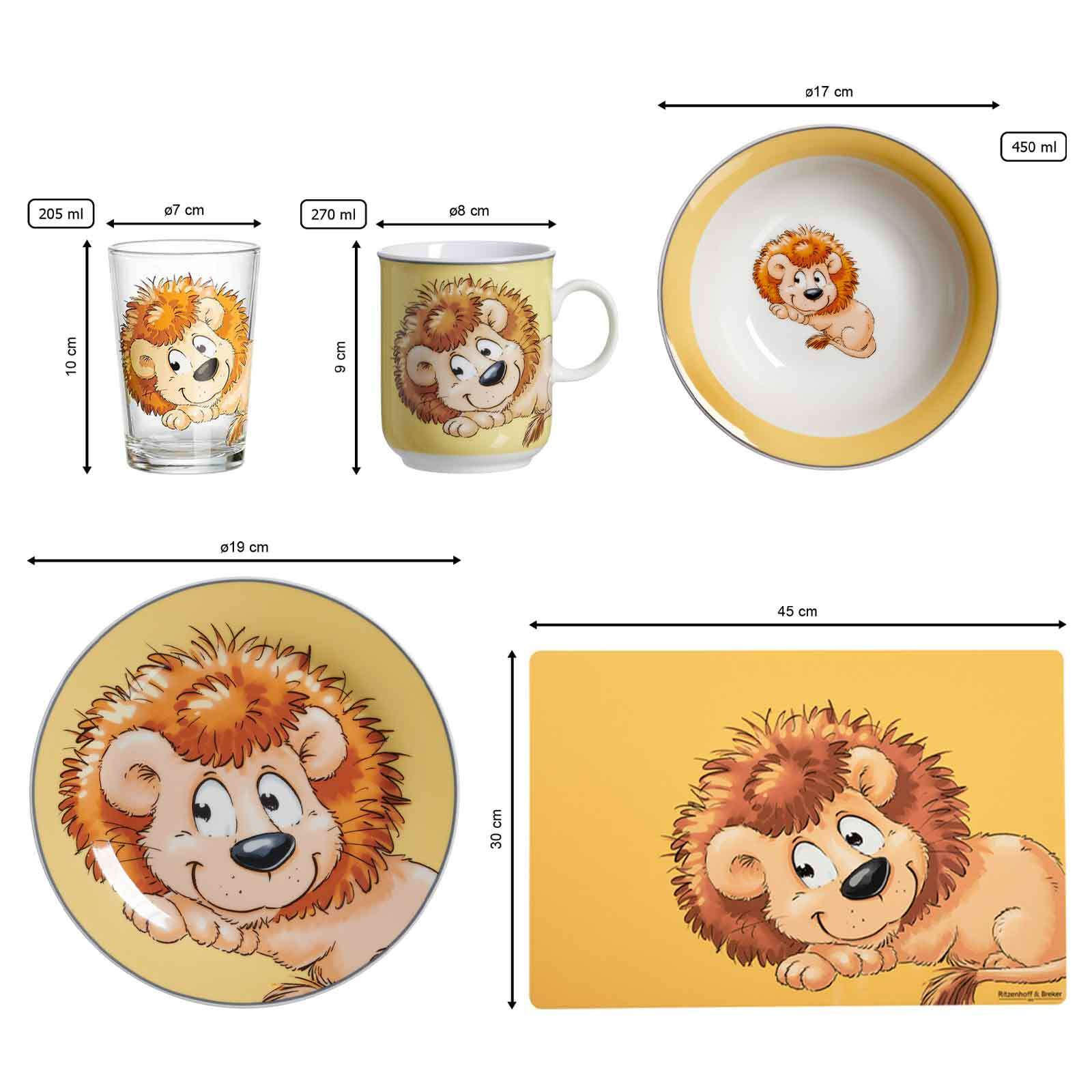 GESCHIRR-SET MIT KINDERBECHER Happy Zoo Löwe bunt 7er Set - Multicolor, Kunststoff (1/1/1cm) - Ritzenhoff Breker