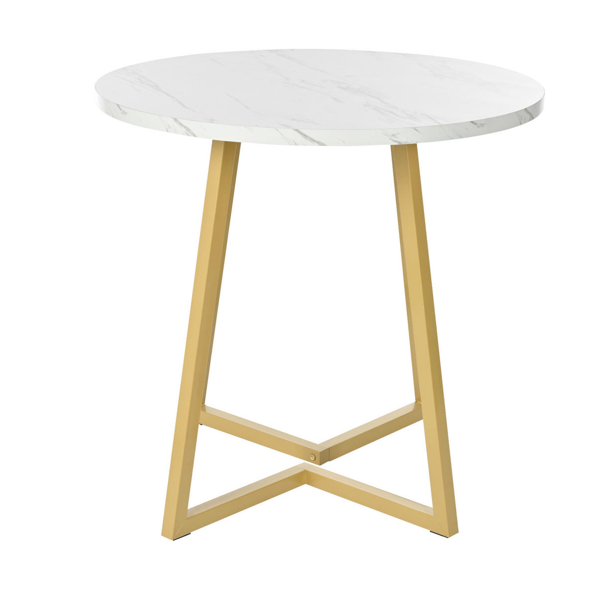 ESSTISCH 80x80x75 cm in Weiß aus MDF mit Marmormuster auf stabilem Metallgestell - Goldfarben, Holzwerkstoff (80/80/75cm) - Modfu