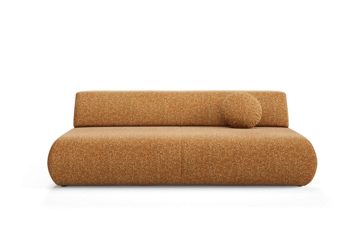 BETTSOFA DELTA Orange Geflochtener Stoff mit Schlaffunktion - Orange, Holz (214/74/100cm) - MASSENO