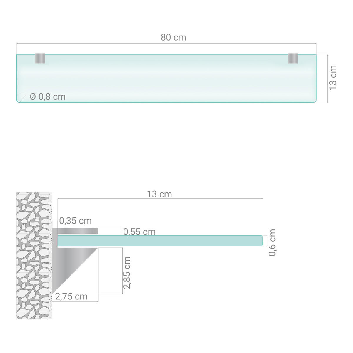 GLASREGAL Milchglas - 80x13 cm - Transparent, Glas (80/0.6/13cm) - TULUP