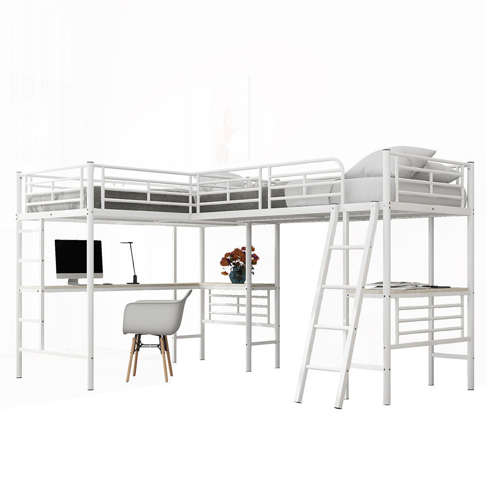 HOCHBETT 90/200 cm in Weiß mit Doppeltreppe - Weiß, Metall (90/200cm) - KOMHTOM