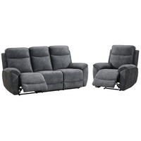 SITZGARNITUR Dolce, Sofa+Sessel mit Relaxfunktion, Dunkelgrau, Velours - Dunkelgrau, Textil (215/106/100cm) - Beautysofa