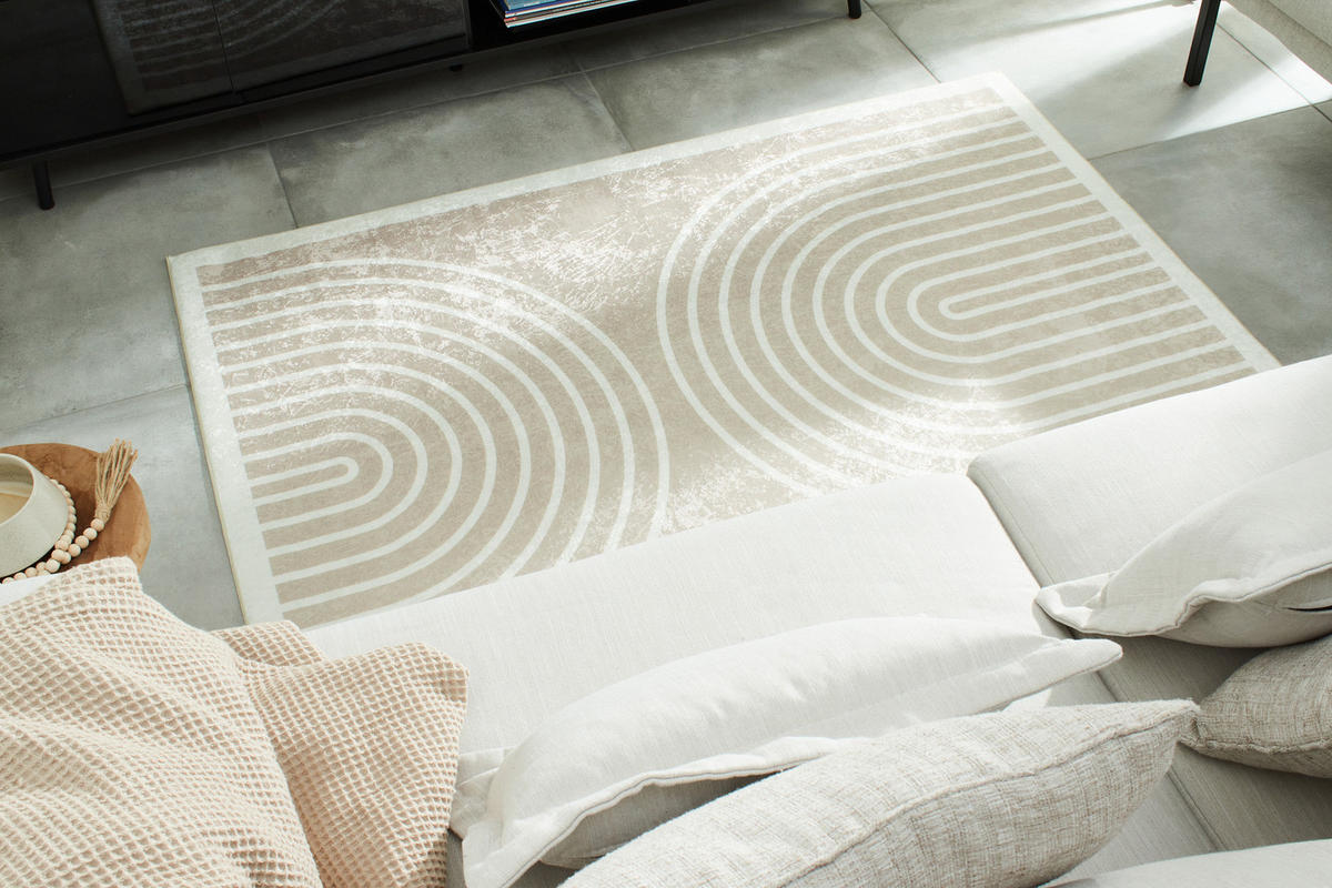 TEPPICH mit Bogenmuster in Beige Grege 120x160 cm - Beige, Textil (120/160cm) - Nazar Rugs