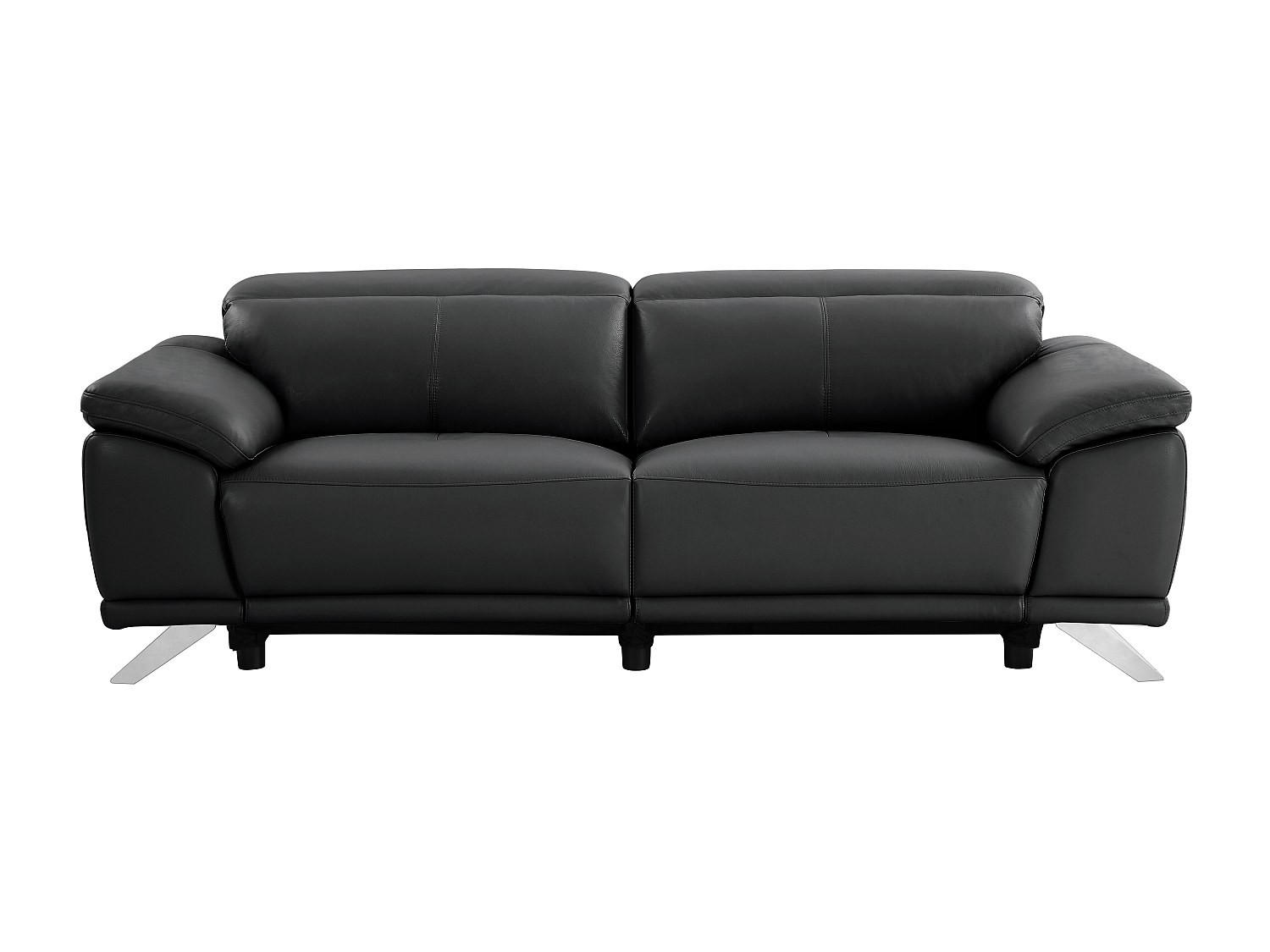 RELAXSOFA - 3 Personen - leder - schwarz Azidee - Schwarz, Leder (220/76/107cm) - Vente-Unique