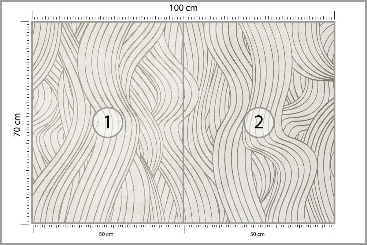 FOTOTAPETE für Schlafzimmer Abstraktion Wellenmuster 100x70 - Beige, Papier (100/70cm) - Muralo