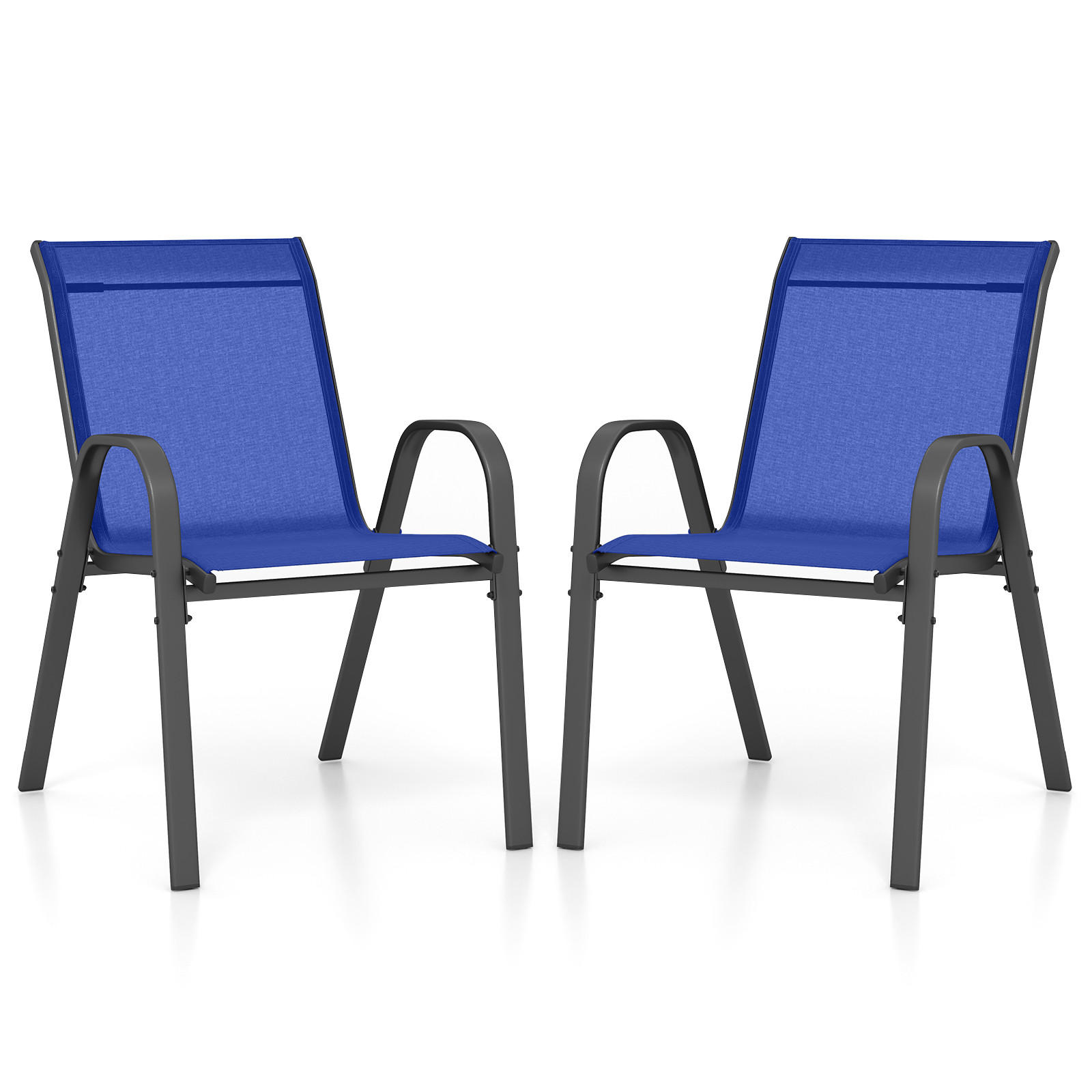 GARTENSTÜHLE Blau(2er-Set) - Blau, Metall (70/84/56cm) - COSTWAY