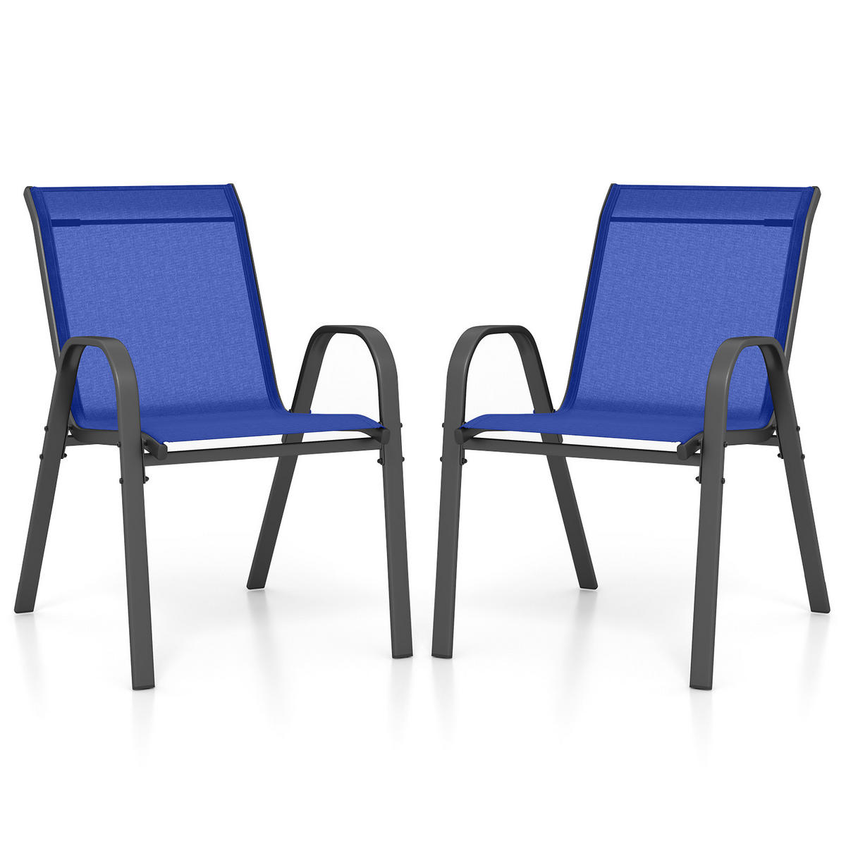 GARTENSTÜHLE Blau(2er-Set) - Blau, Metall (70/84/56cm) - COSTWAY