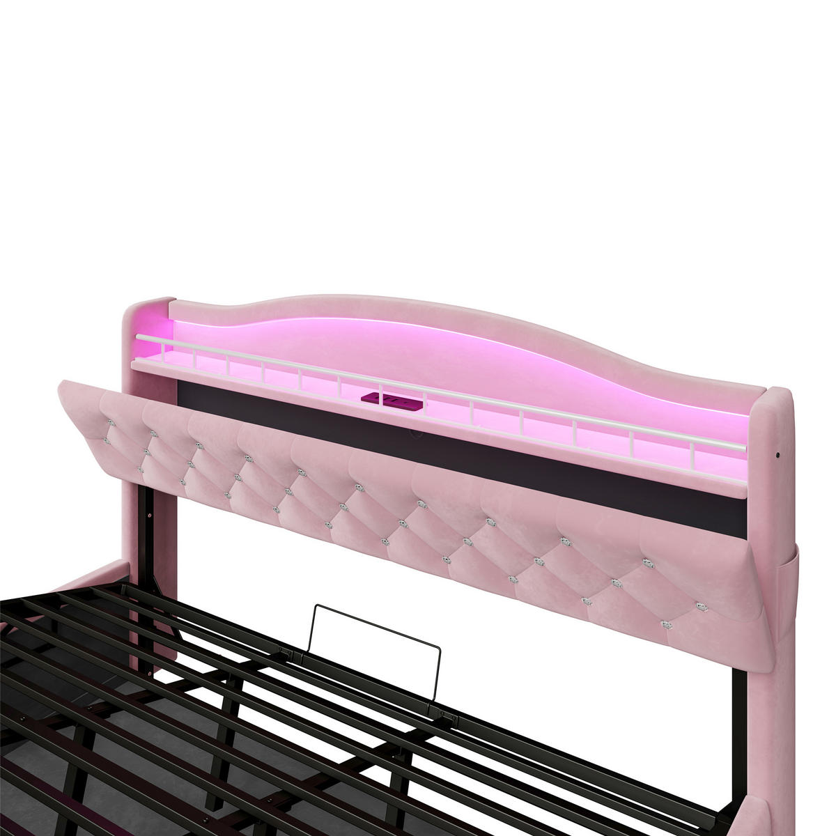 POLSTERBETT 180/200 cm in Rosa mit Bettkasten, LED, USB, USB-C und Kopfteil-Staufächern Samt - Rosa, Holzwerkstoff/Textil (180/200cm) - CHICFURN