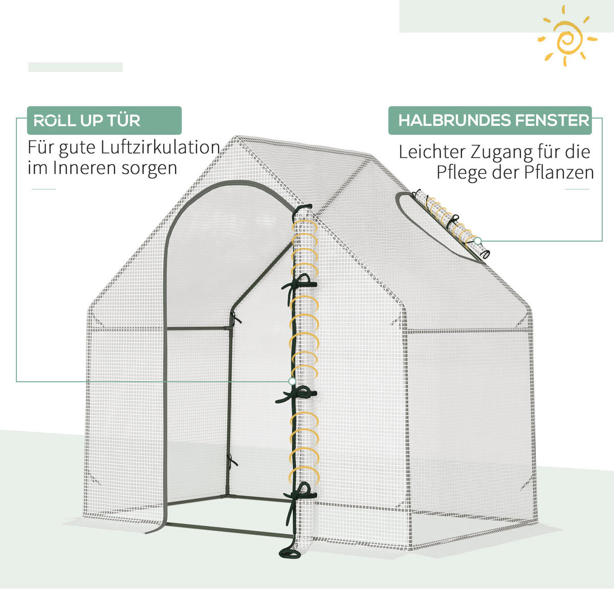 GEWÄCHSHAUS, 180L x 100B x 168H cm - Weiß, Kunststoff/Metall (100/168/180cm) - Outsunny