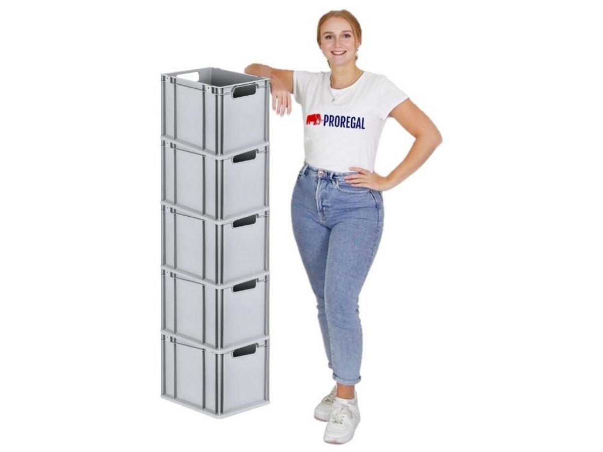 EUROBOX 5x Nextgen Economy Griffe Offen 32x30x40cm 30 Liter - Grau, Kunststoff (30/32/40cm) - PROREGAL