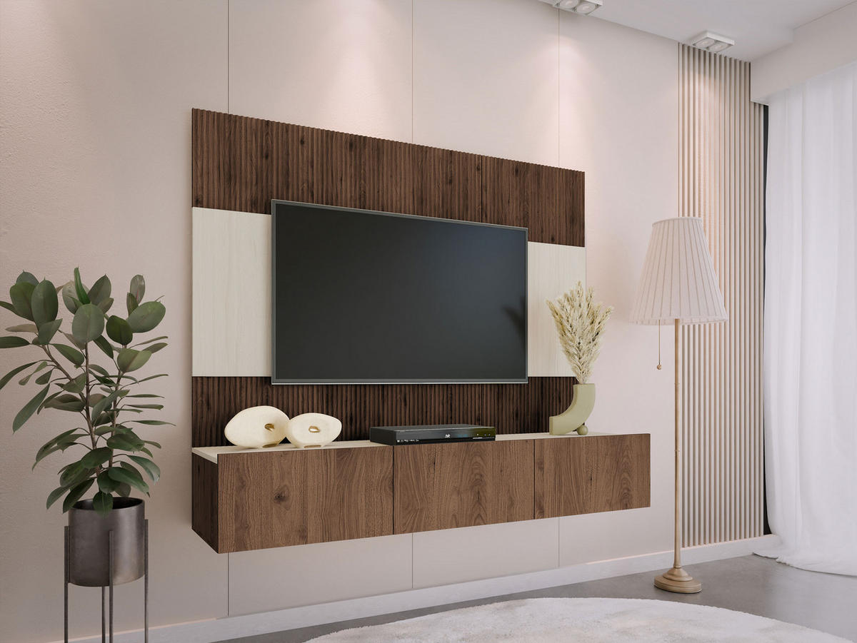 WOHNWAND Deromi III - Braun, Holzwerkstoff (180/150/38cm) - MIRJAN24