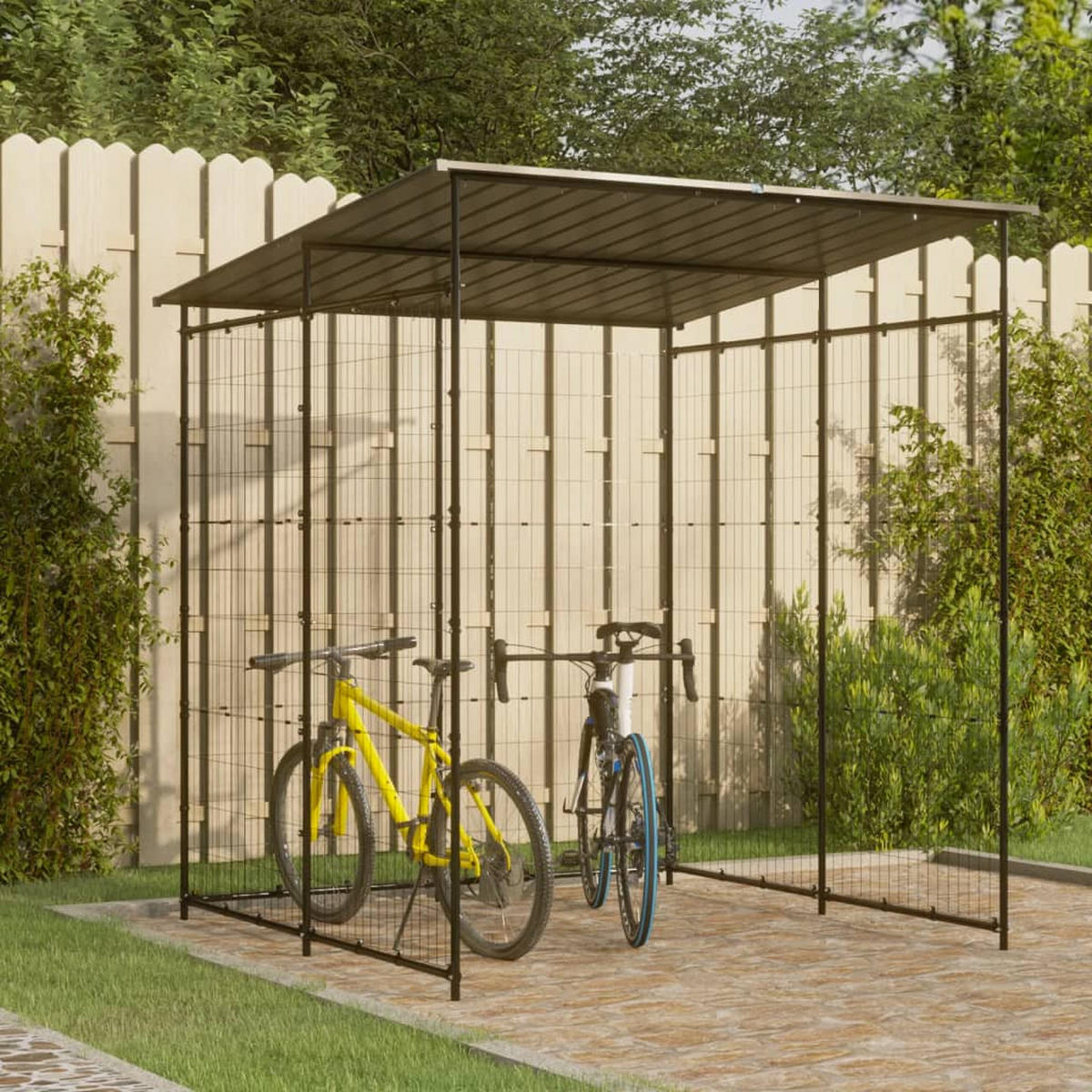 FAHRRADSCHUPPEN 190/190/222 Cm Stahl Schwarz - Schwarz, Metall (190/222/190cm) - vidaXL