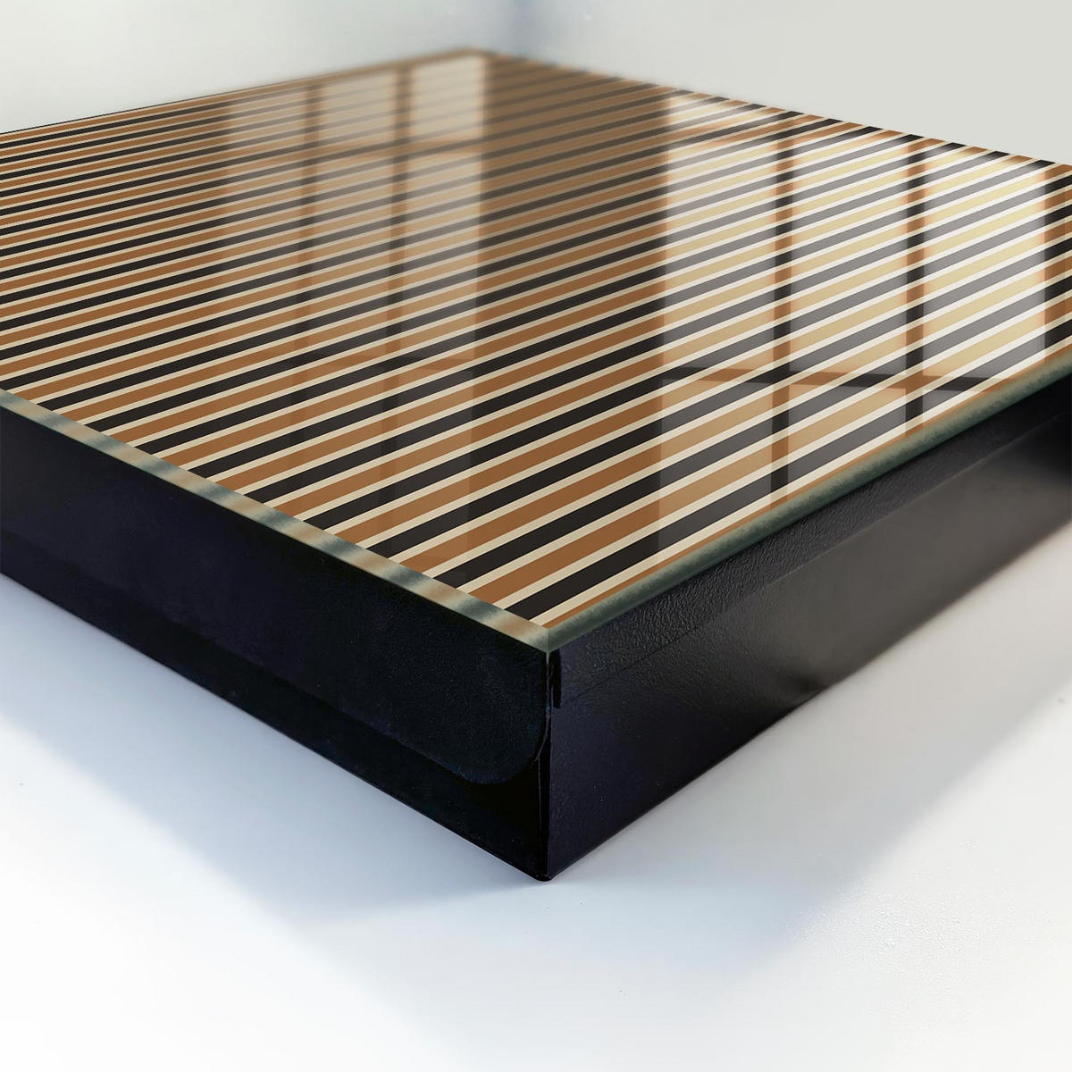 SCHLÜSSELBOX Schwarz 30x30 cm- Türöffnung nach rechts - Minimalistische Streifen - Braun, Metall (30/30/5cm) - TULUP