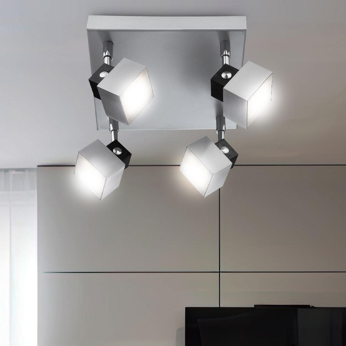 LED DECKENLEUCHTE VIKA Silber - Silberfarben, Metall (20/20/14cm) - Globo Lighting
