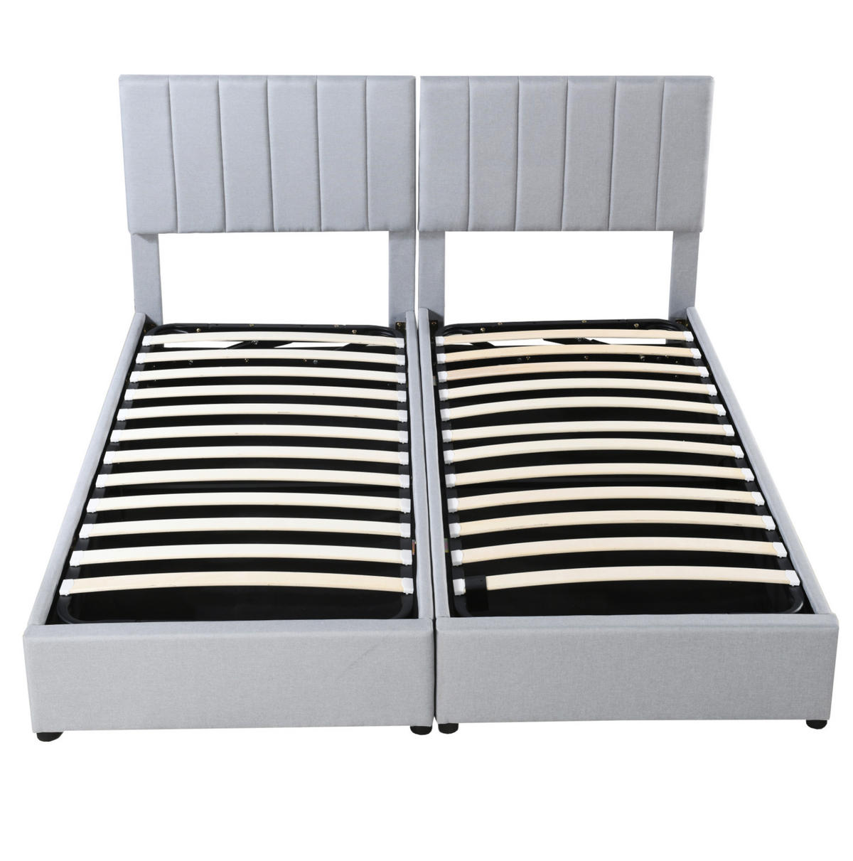 ČALÚNENÁ posteľ 180/200 cm sivá s hydraulickým úložným priestorom z ľanovej tkaniny - sivá, textil (180/200cm) - OKWISH