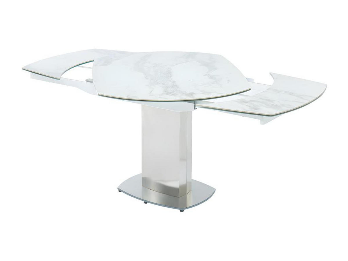 ESSTISCH ausziehbar - 4 bis 6 Personen - Keramik & Stahl - TALICIA - Weiß, Glas (180/90/75cm) - Vente-Unique