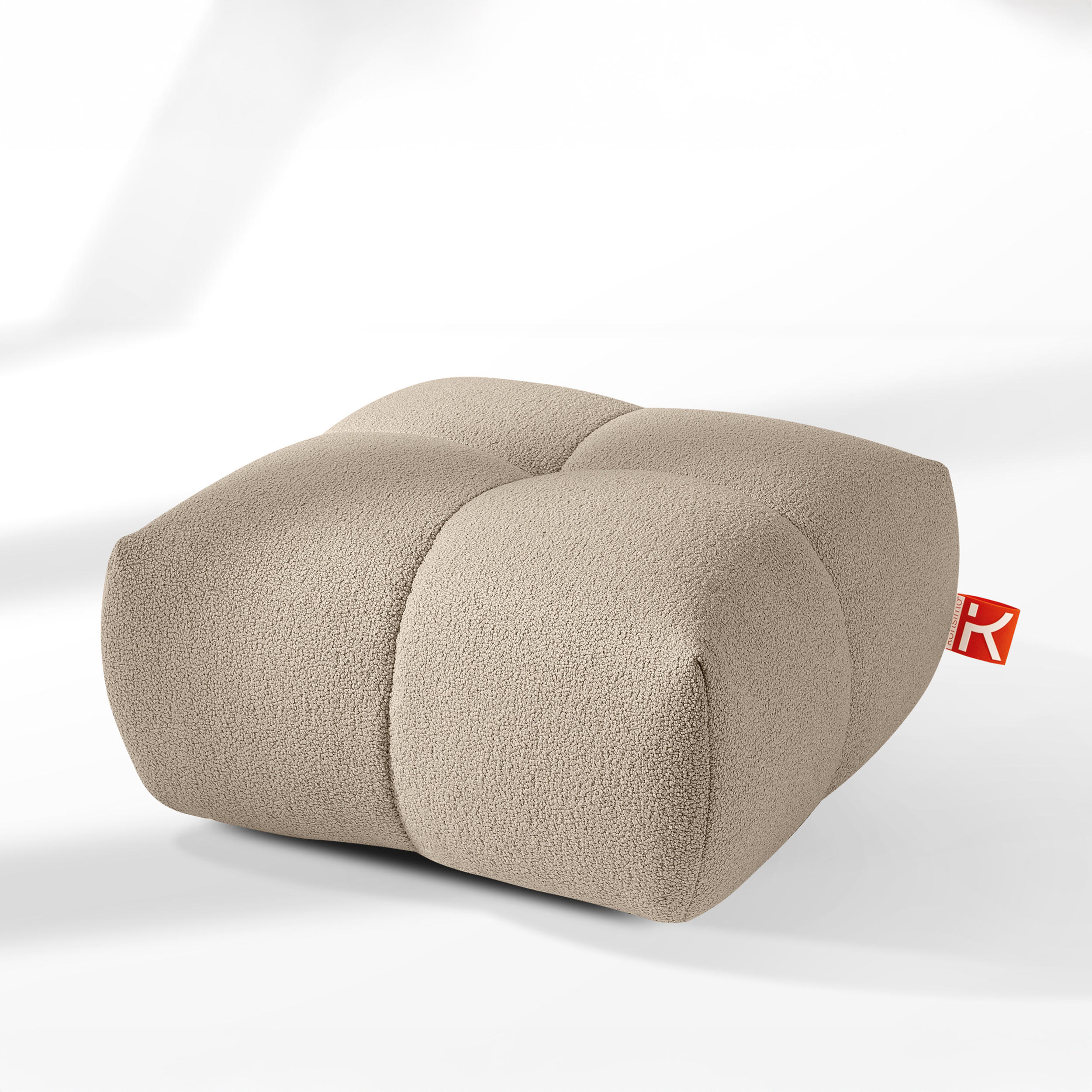 POUF VENA Bouclé, Beige - Beige, Holz/Textil (65/38/65cm) - KONSIMO®