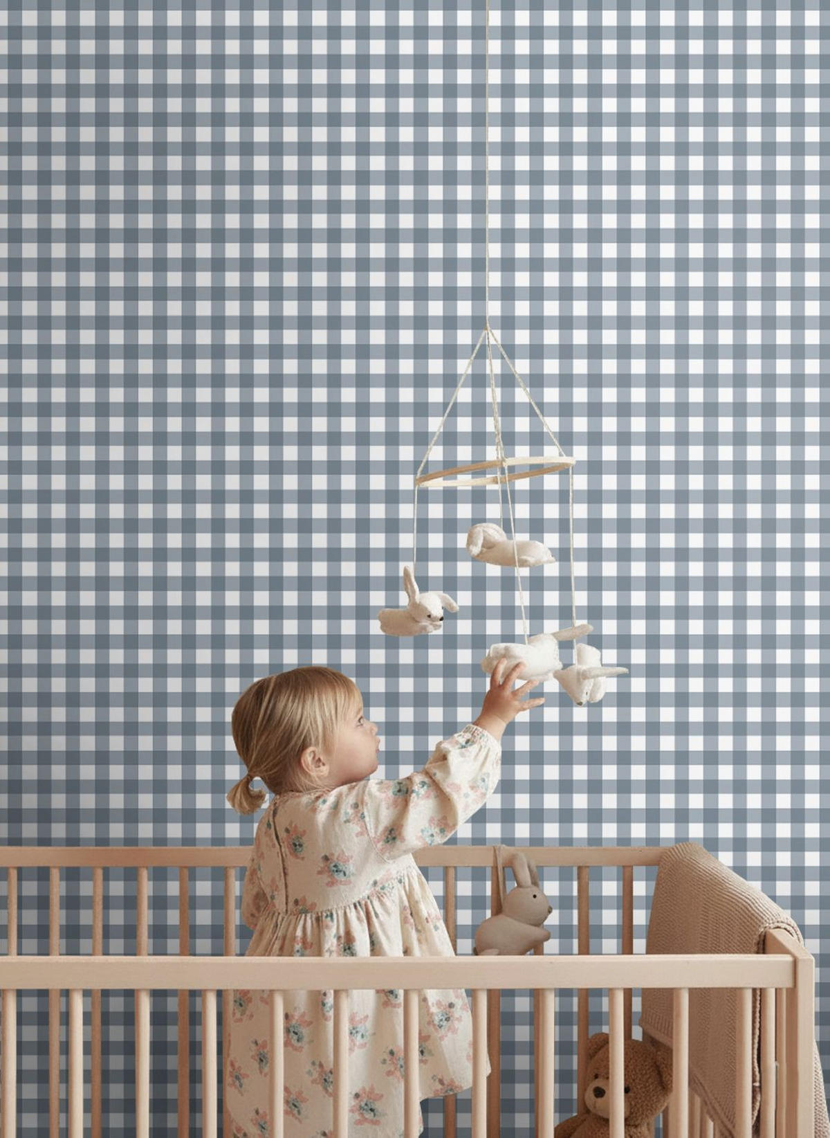 TAPETE Karomuster 50 x 900 cm - Blau, Papier (50/0.1cm) - ESTAhome