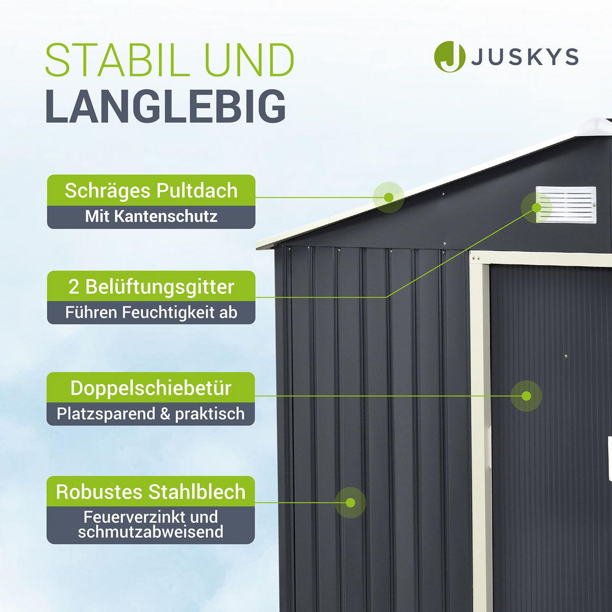GERÄTESCHUPPEN XL Anthrazit - Anthrazit, Metall (277/192/181cm) - Juskys