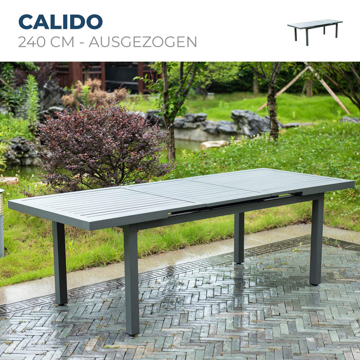 SITZGRUPPE CALIDO MADERA - 9 tlg. - Anthrazit, Metall - Home Deluxe