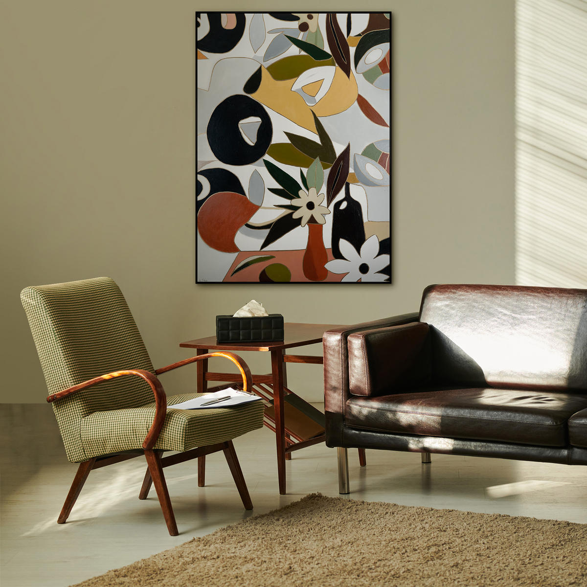 GEMÄLDE Goldene Komposition Schattenfugenrahmen Schwarz 140x100 cm - Schwarz, Holz (140/100cm) - YS-art gallery